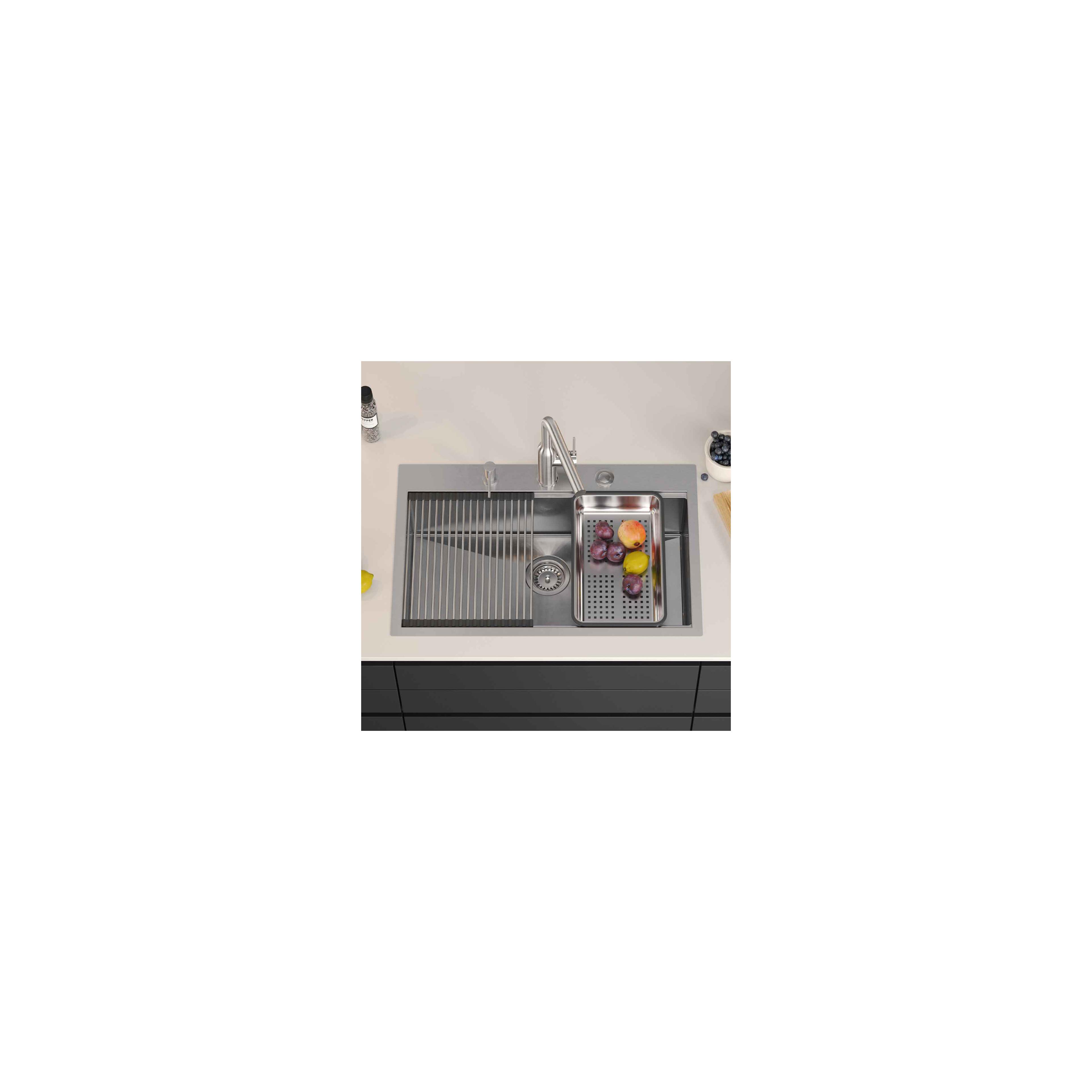 Edelstahlspüle BURT 110 WORKSTATION BRUSH NICKEL