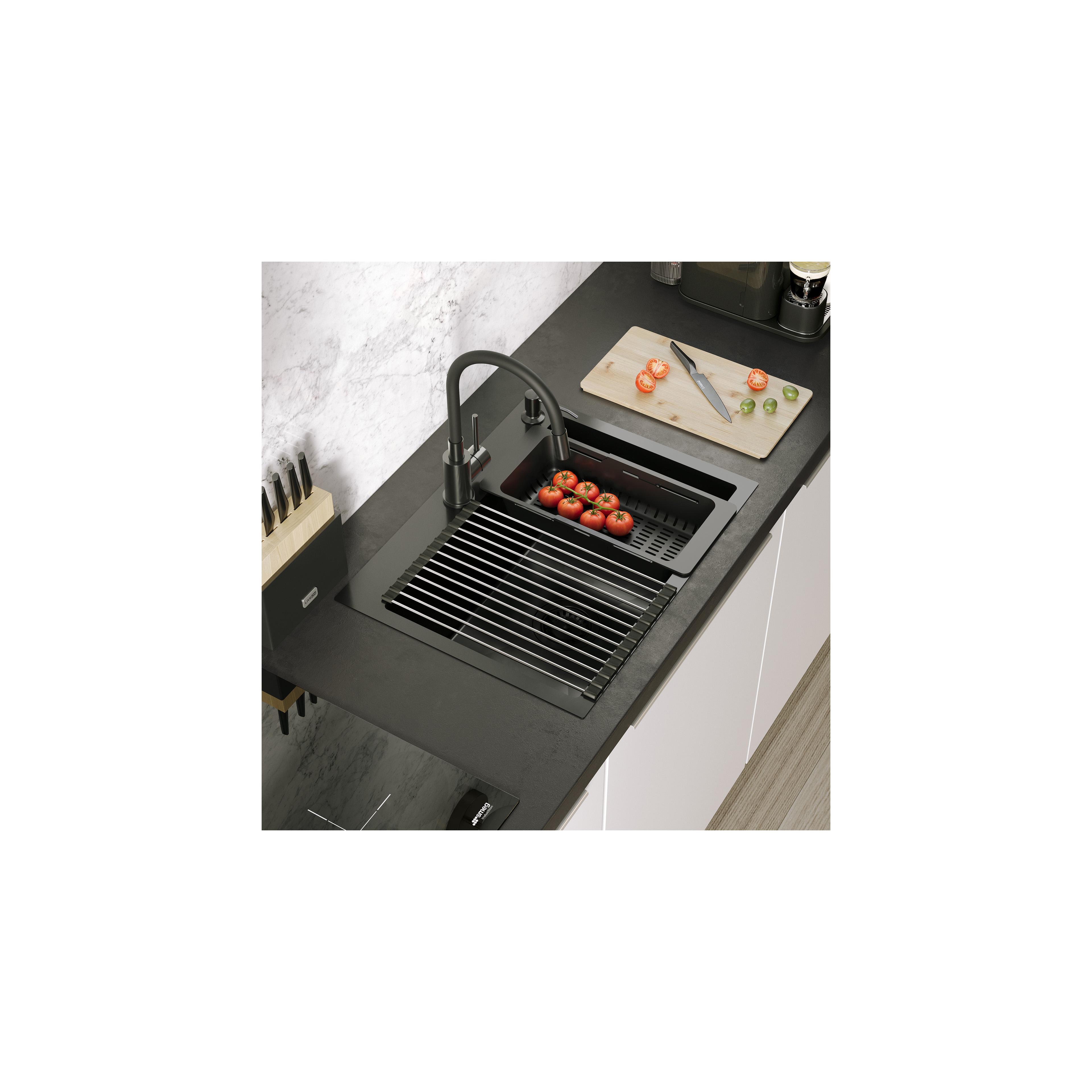 Edelstahlspüle LUKE 110 WORKSTATION Black