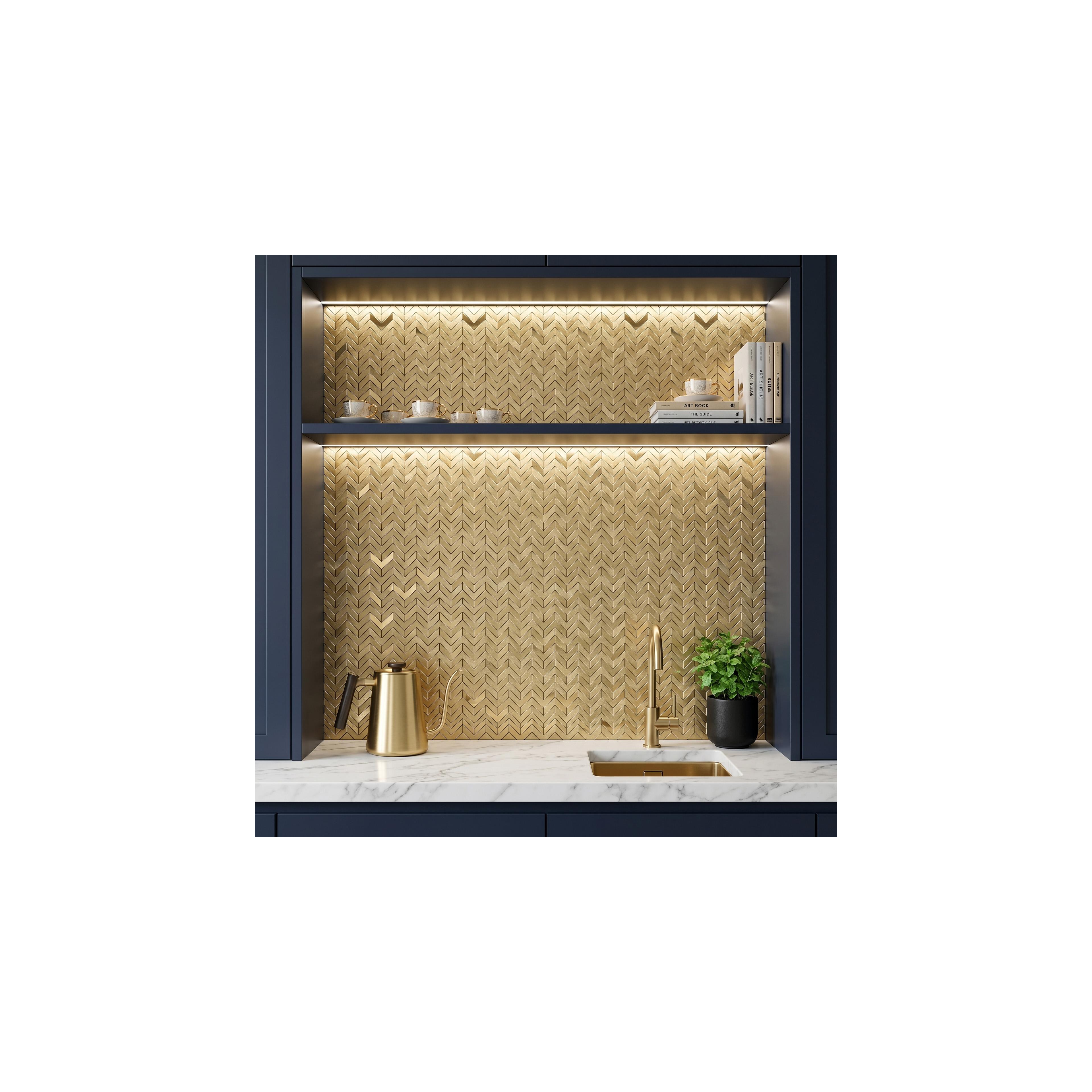 Mosaik Dekor REA P14453A Brush Gold