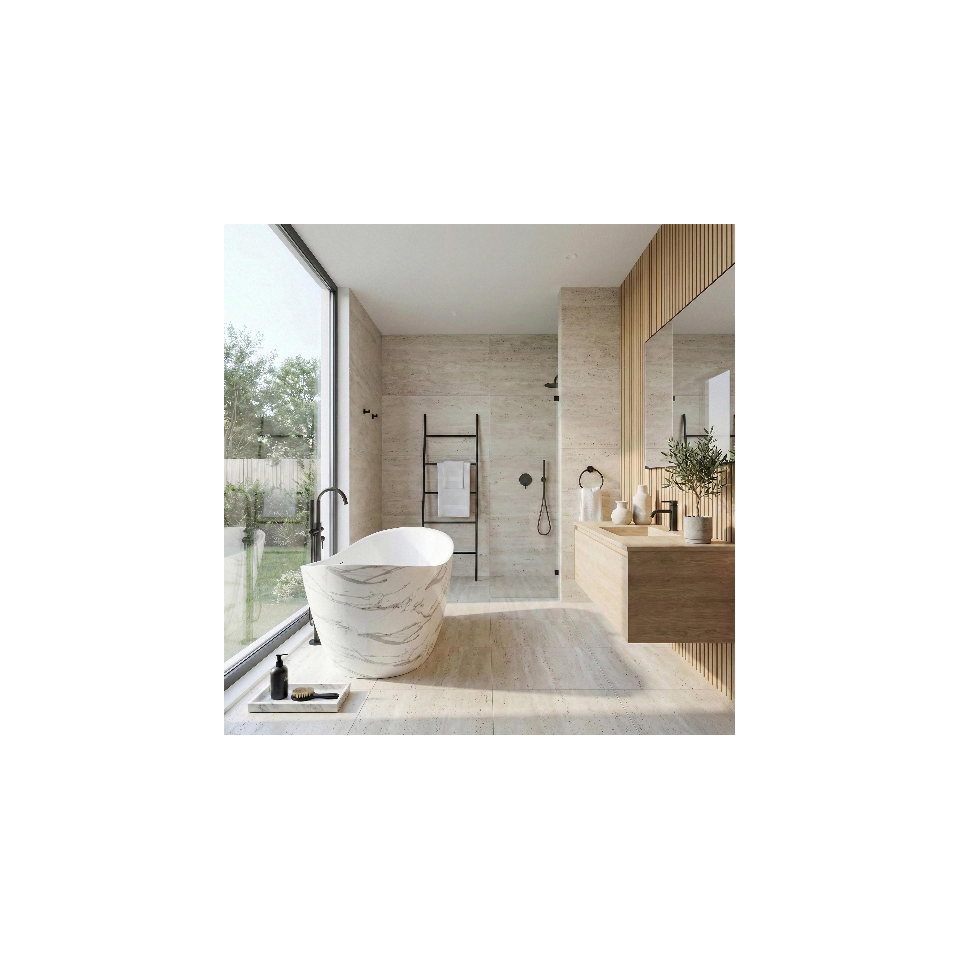 Freistehende Acrylbadewanne Ferrano Slim Nature 170