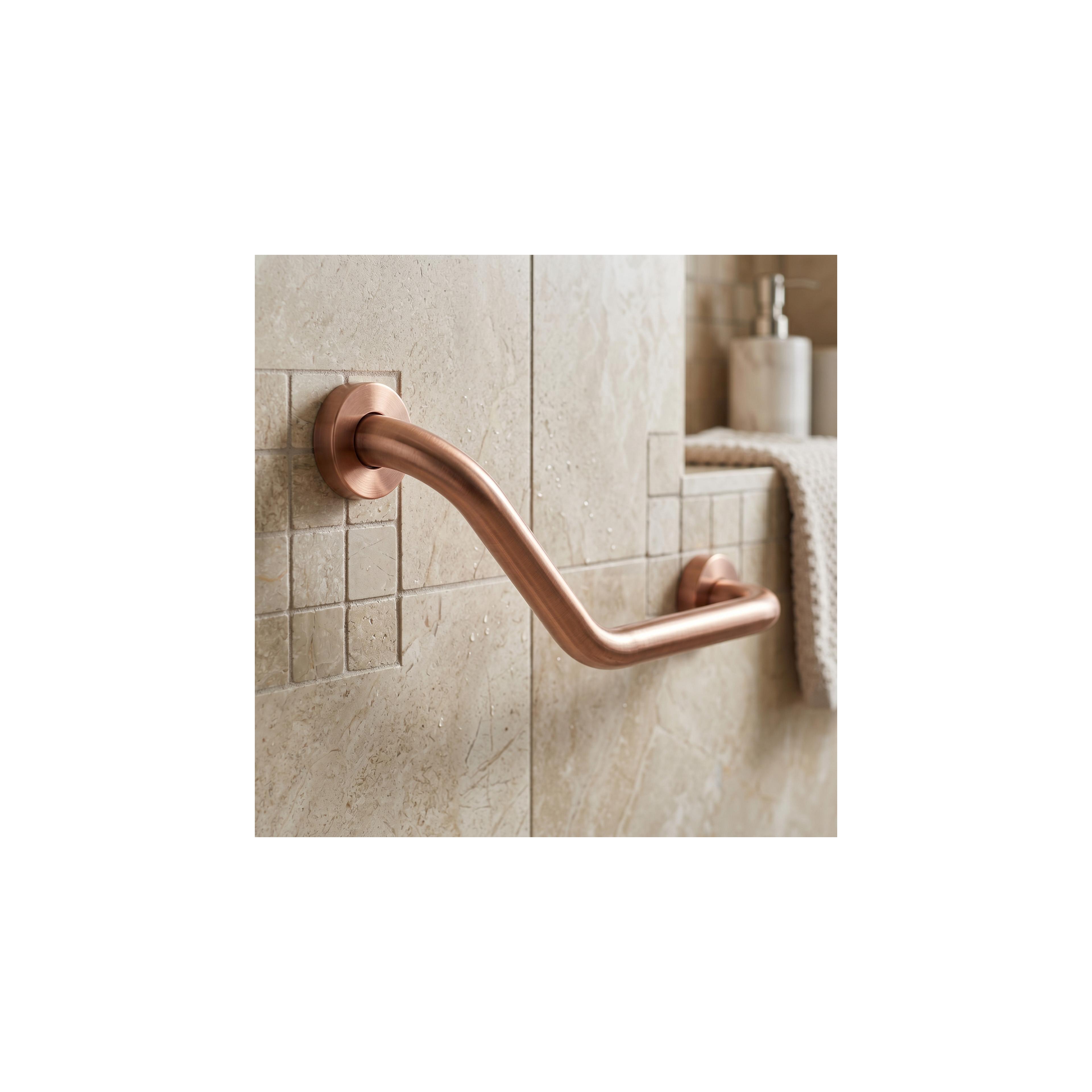 Angewinkelte Badezimmer-Haltestange BRUSH COPPER