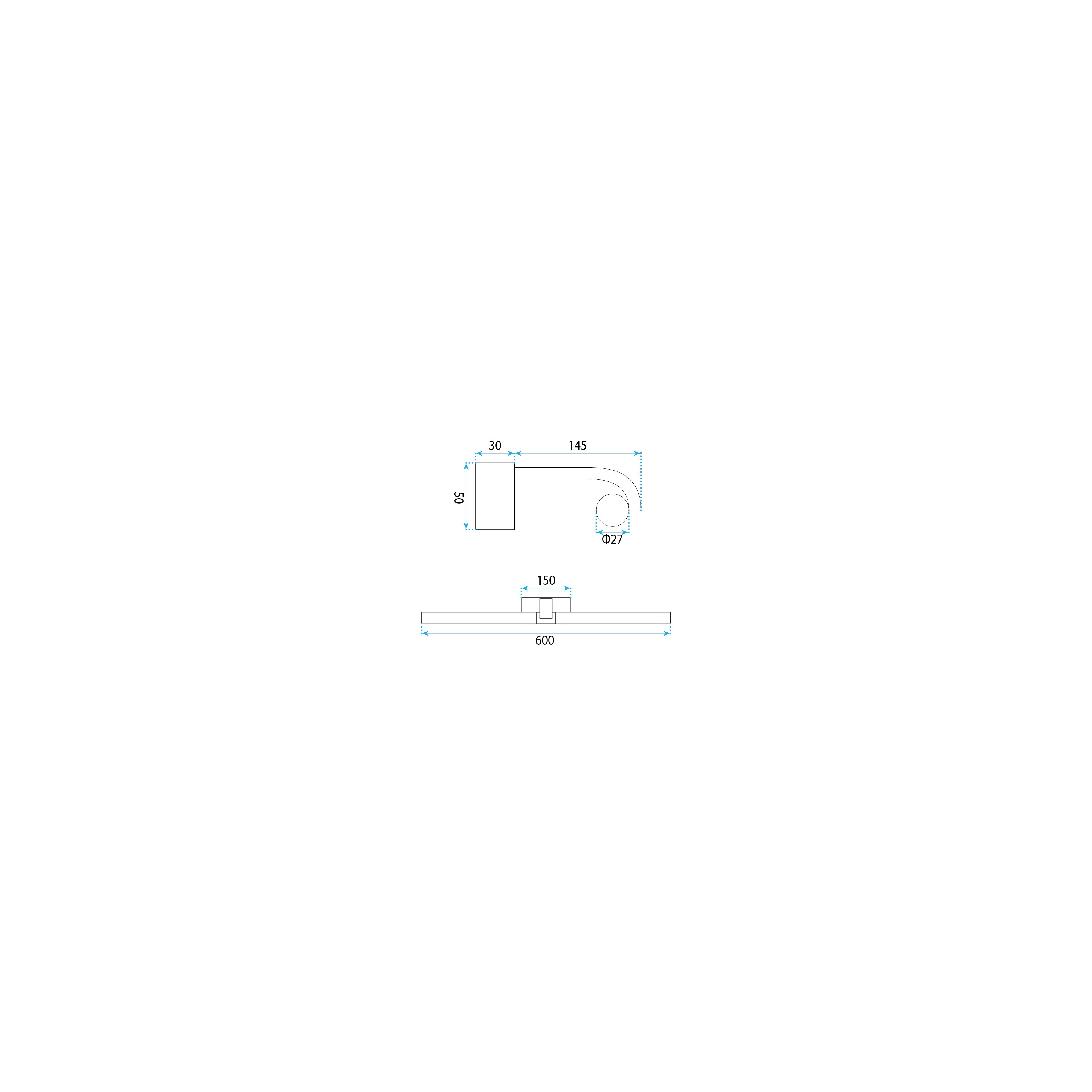 Bad LED-Wandleuchte APP1888-1W 60cm BLACK