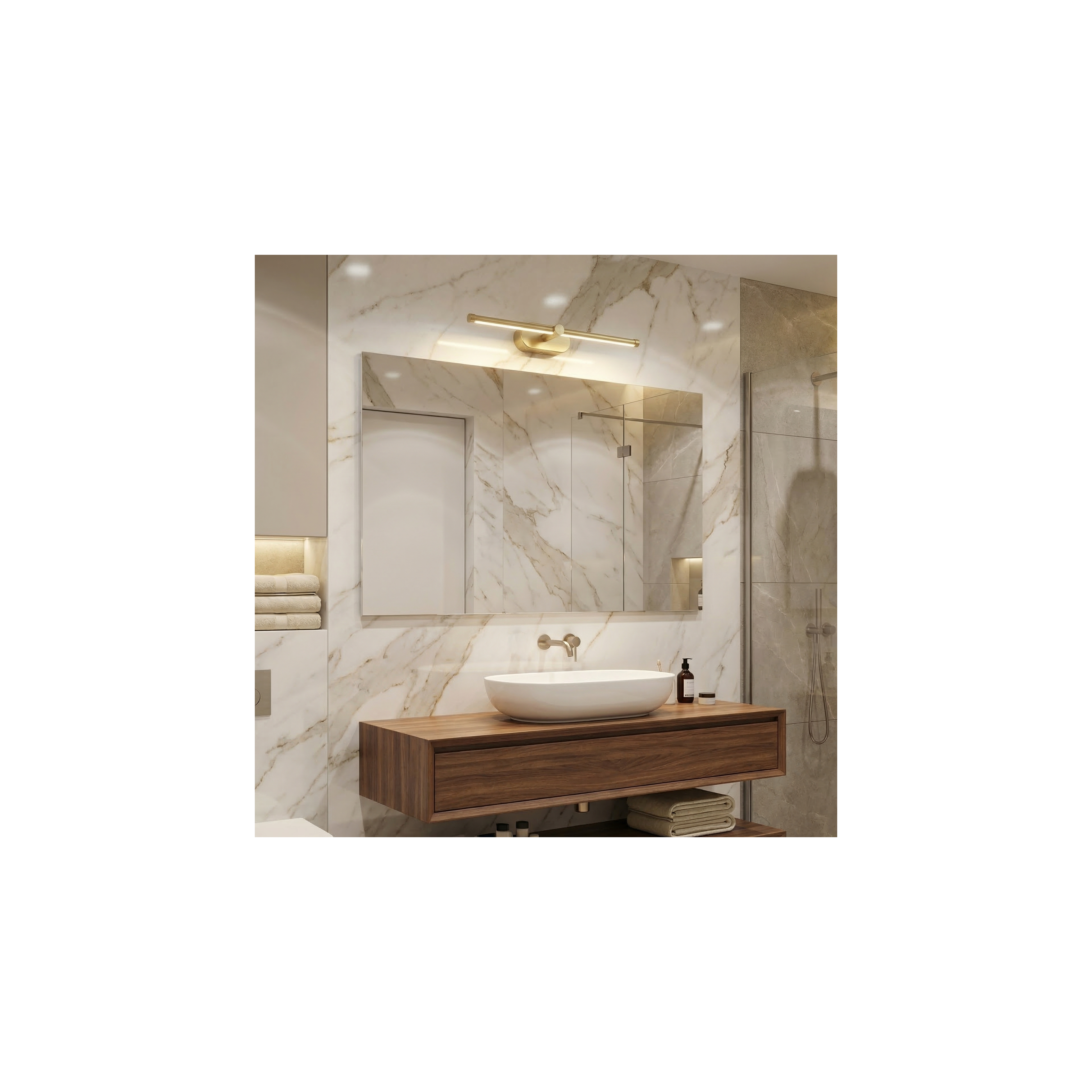 Επιτοίχο φωτιστικό μπάνιου LED APP1892-1W 40 cm BRUSH GOLD