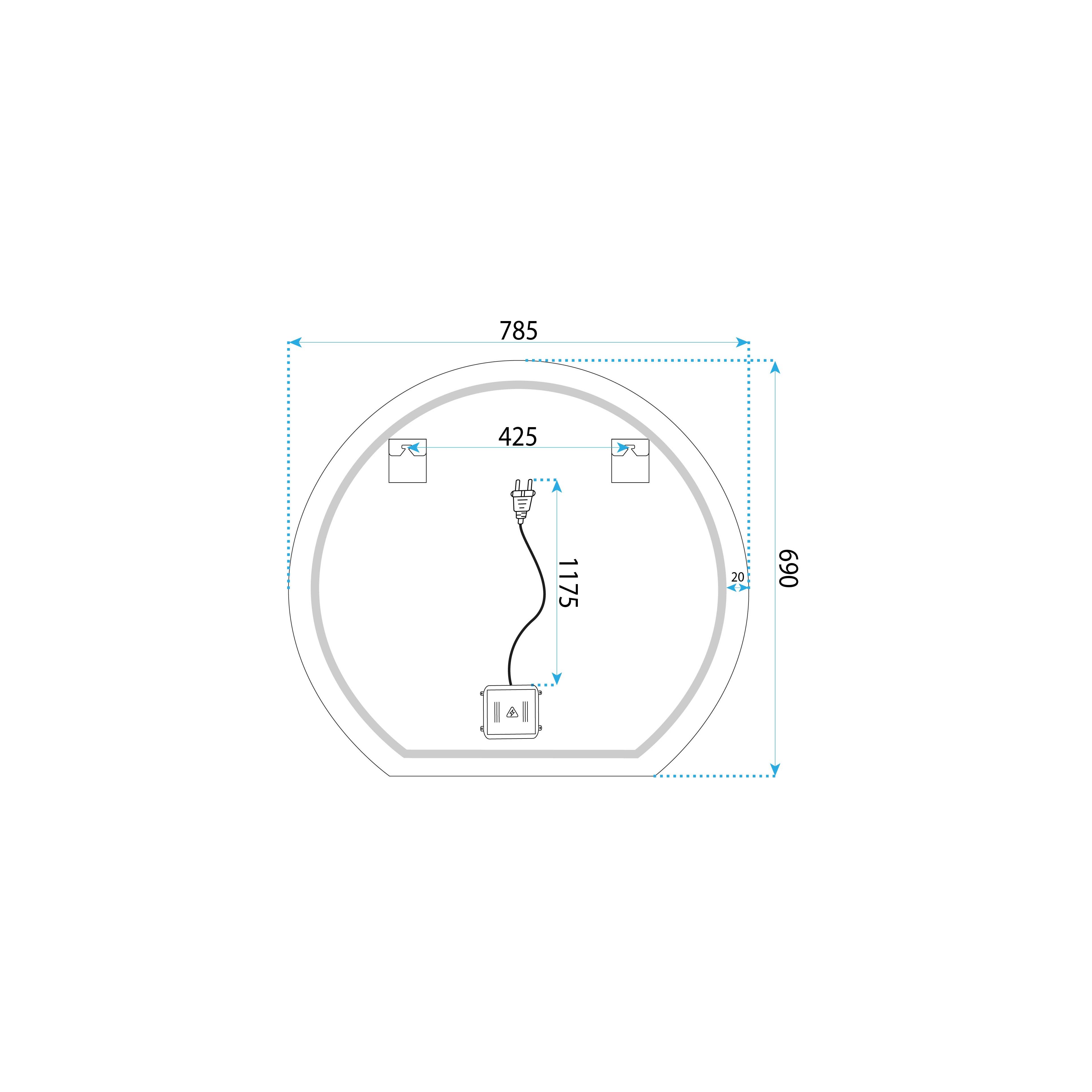Spiegel LED 80cm Fabio