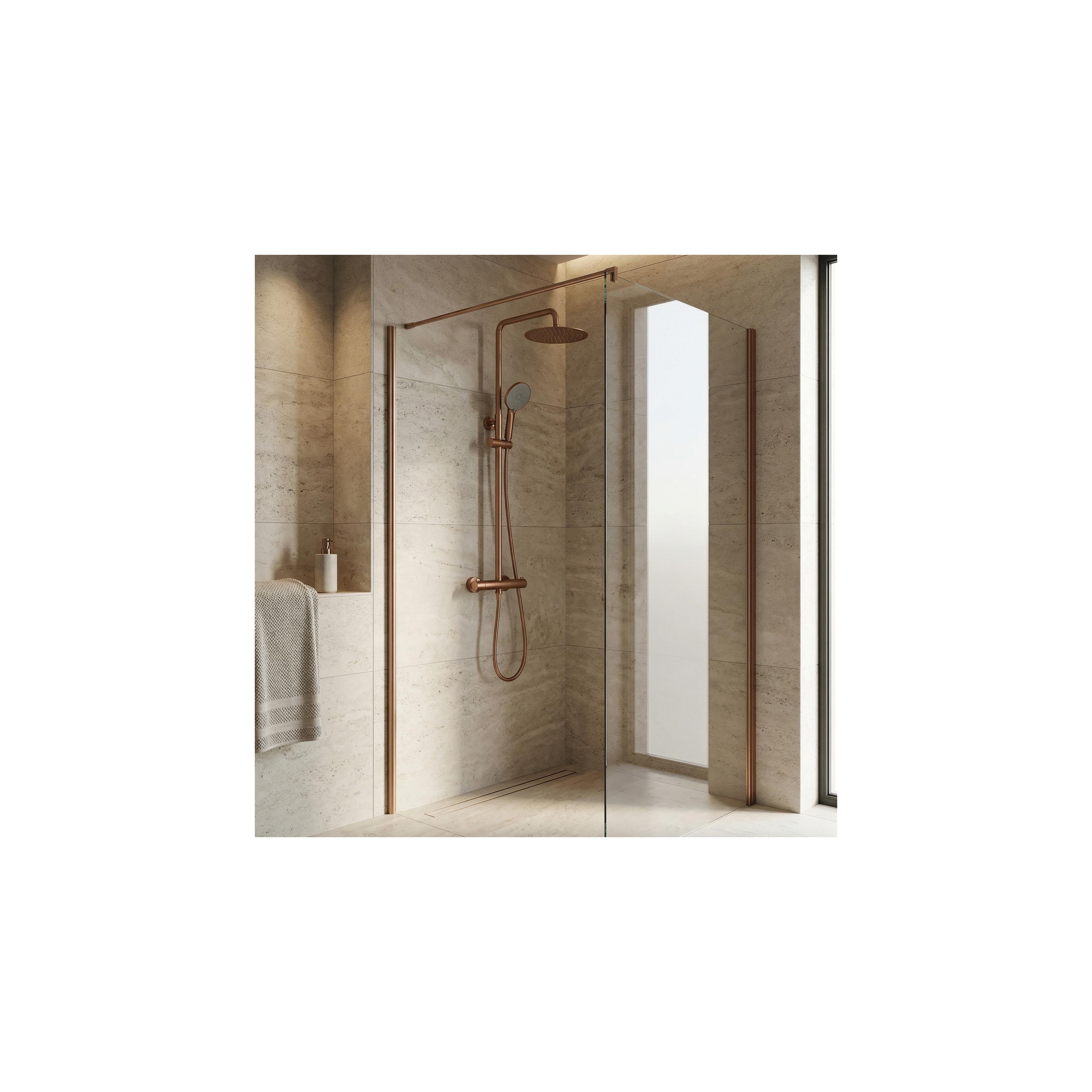 Doucheset zonder uitloop met thermostaat Rea Lungo Copper Brush