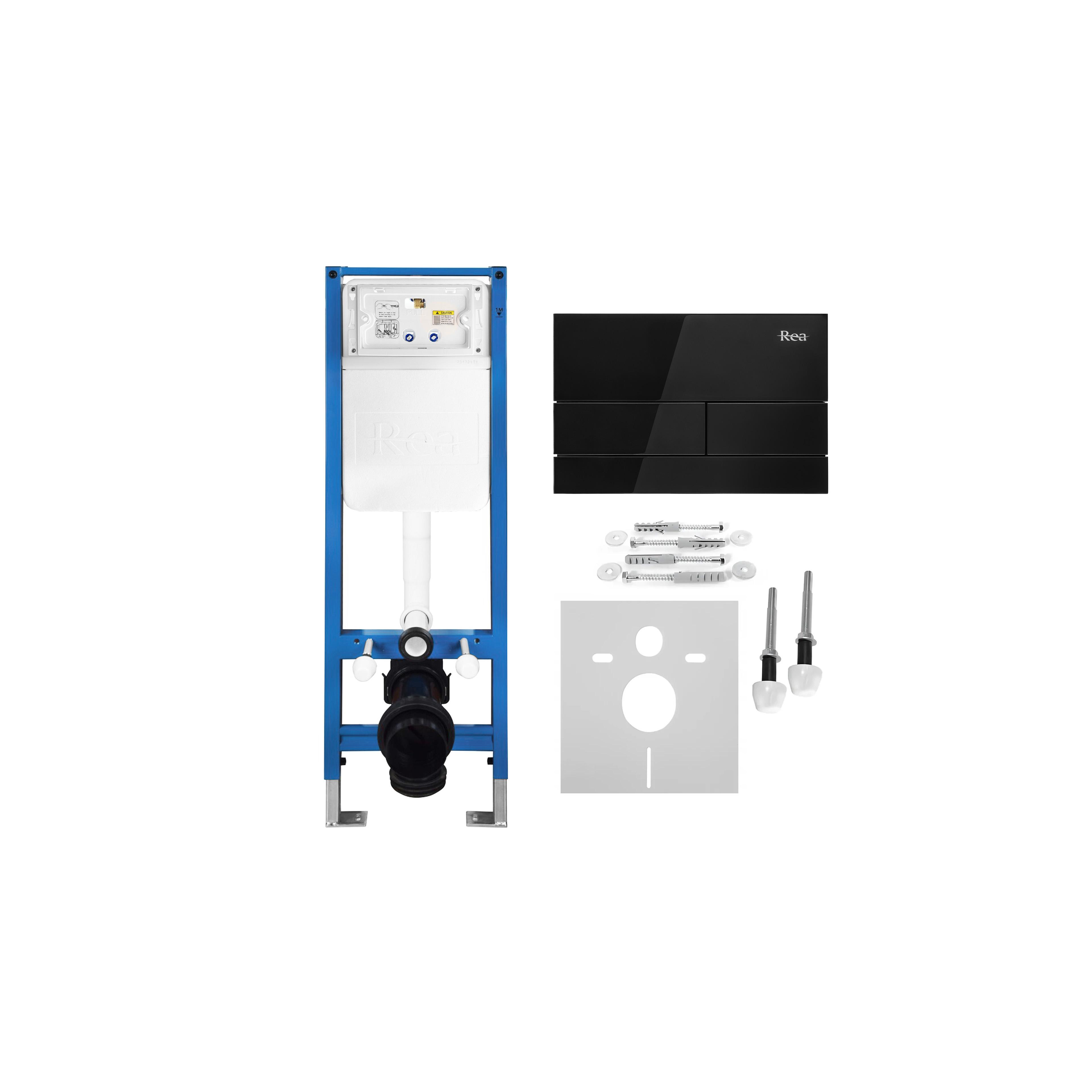 Concealed WC Frame Set Slim 024N with T White Glass Button