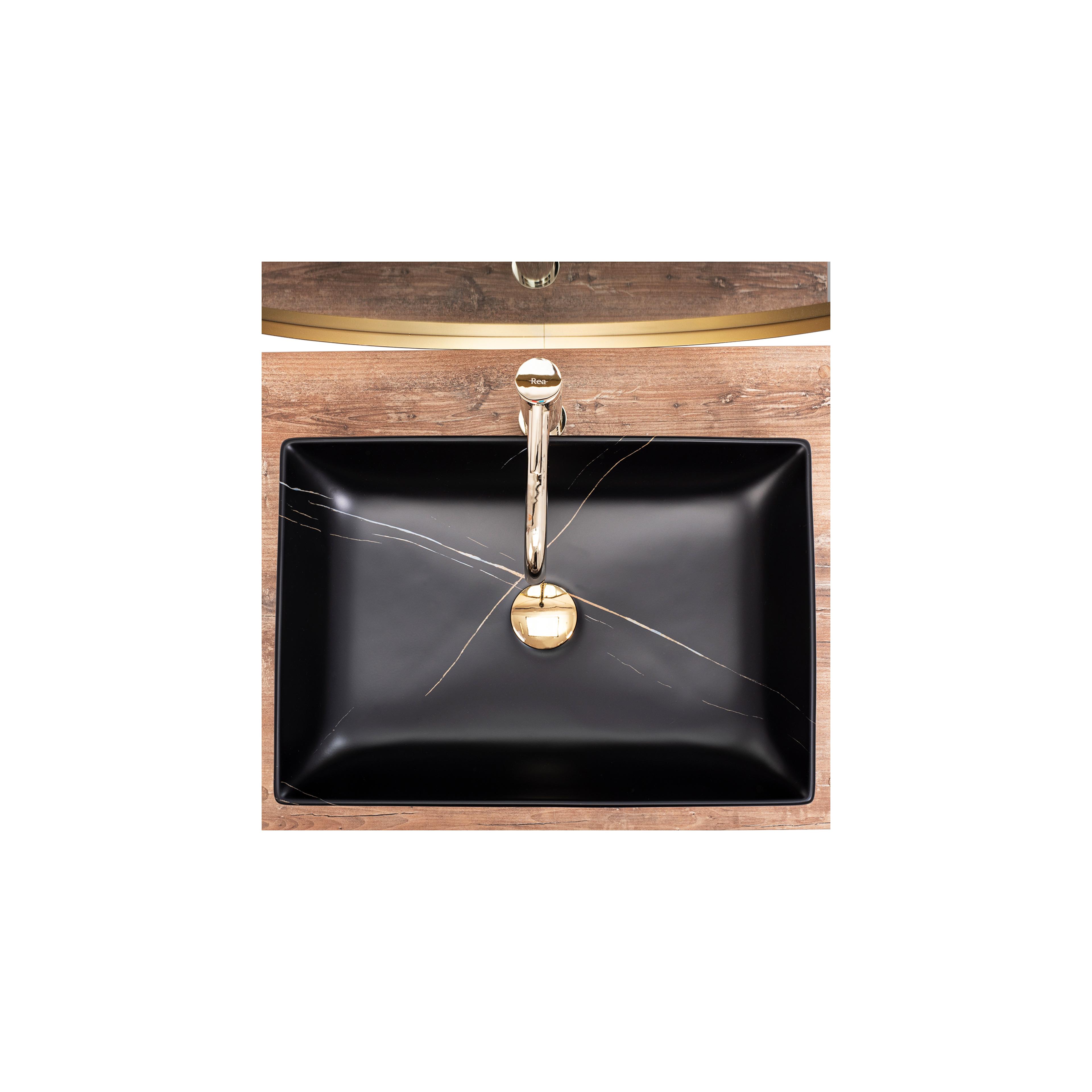 Aufsatzwaschbecken REA Inga Black Marble Mat