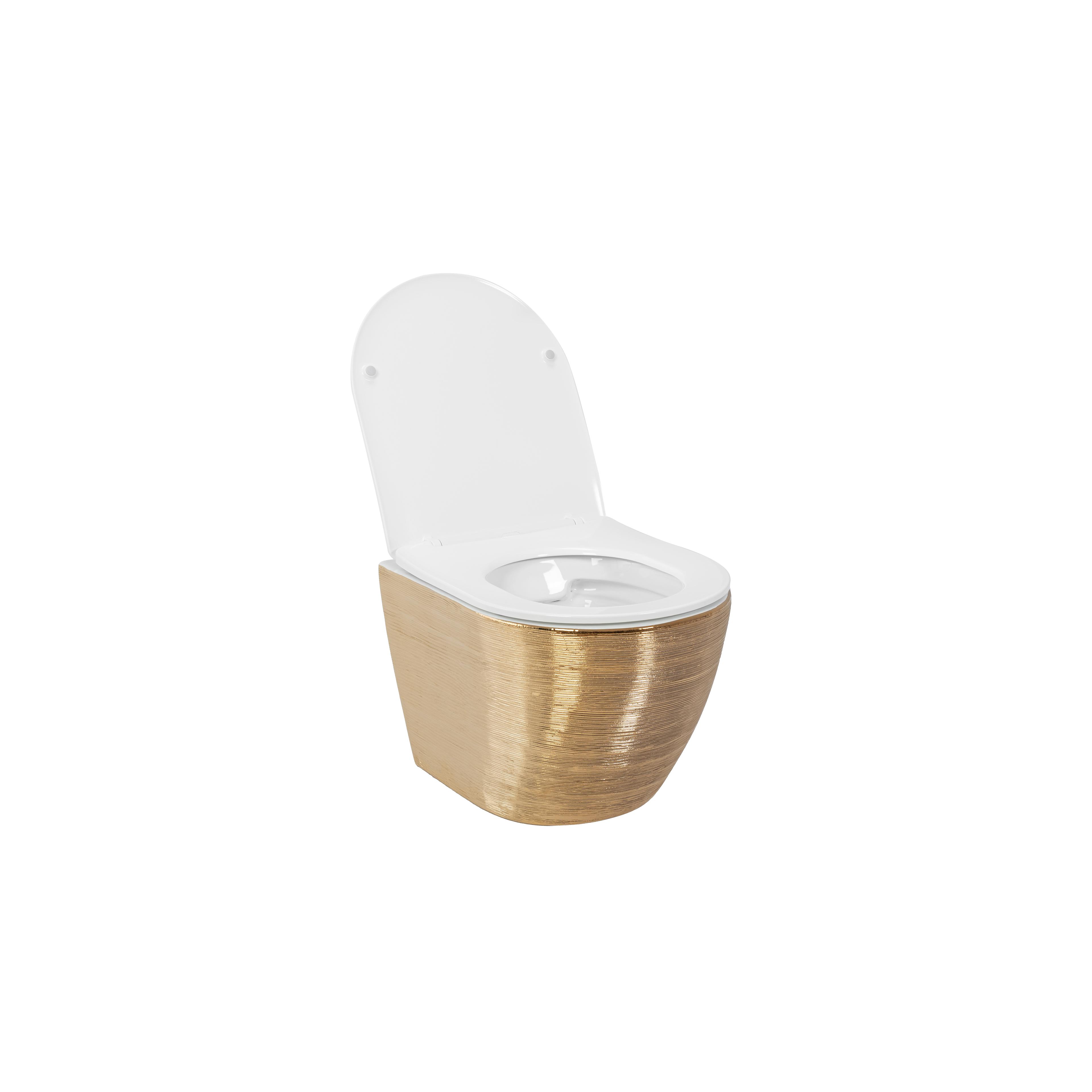 Klozetas pakabinamas Rea Carlo Flat Brush Gold