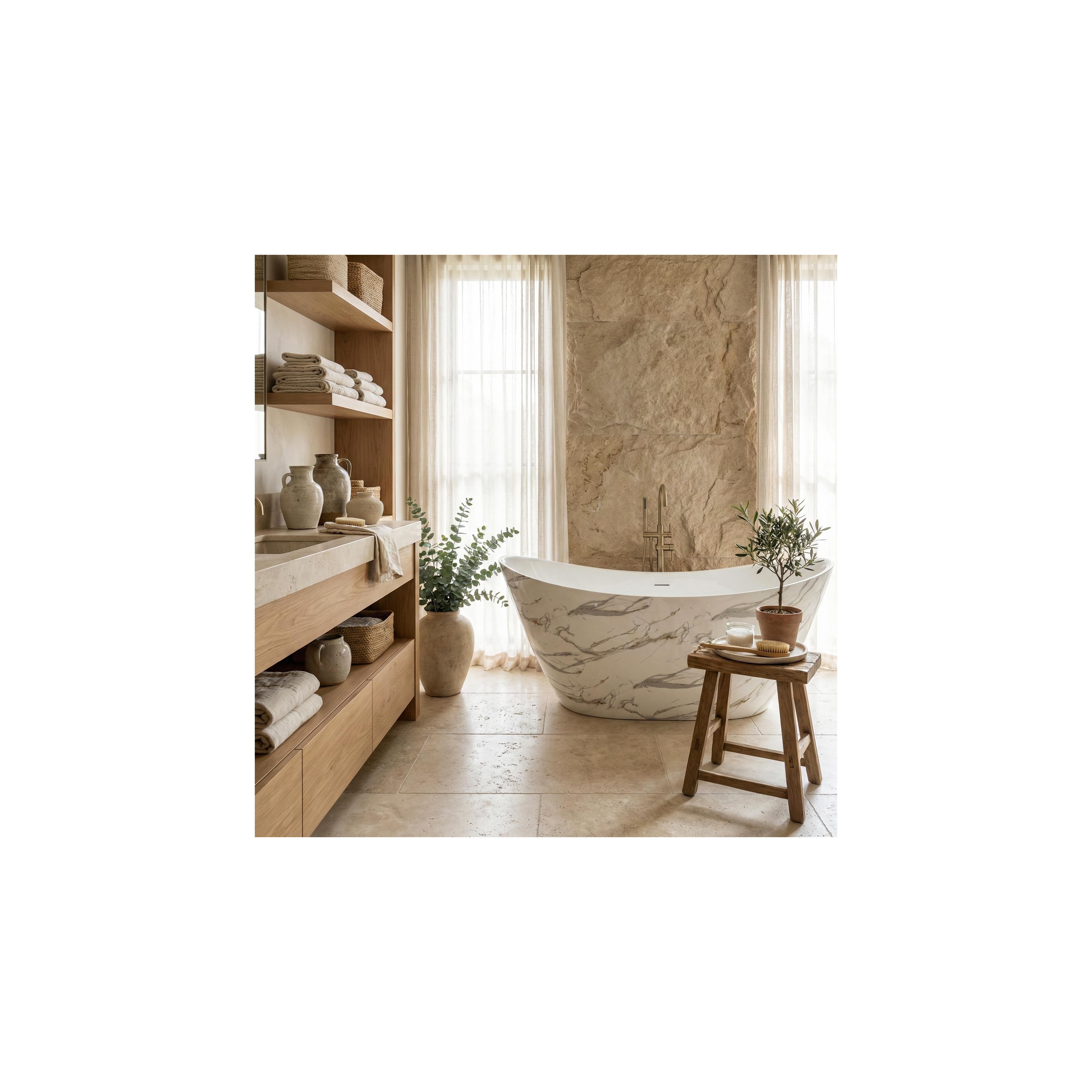 Freistehende Acrylbadewanne Ferrano Slim Nature 170