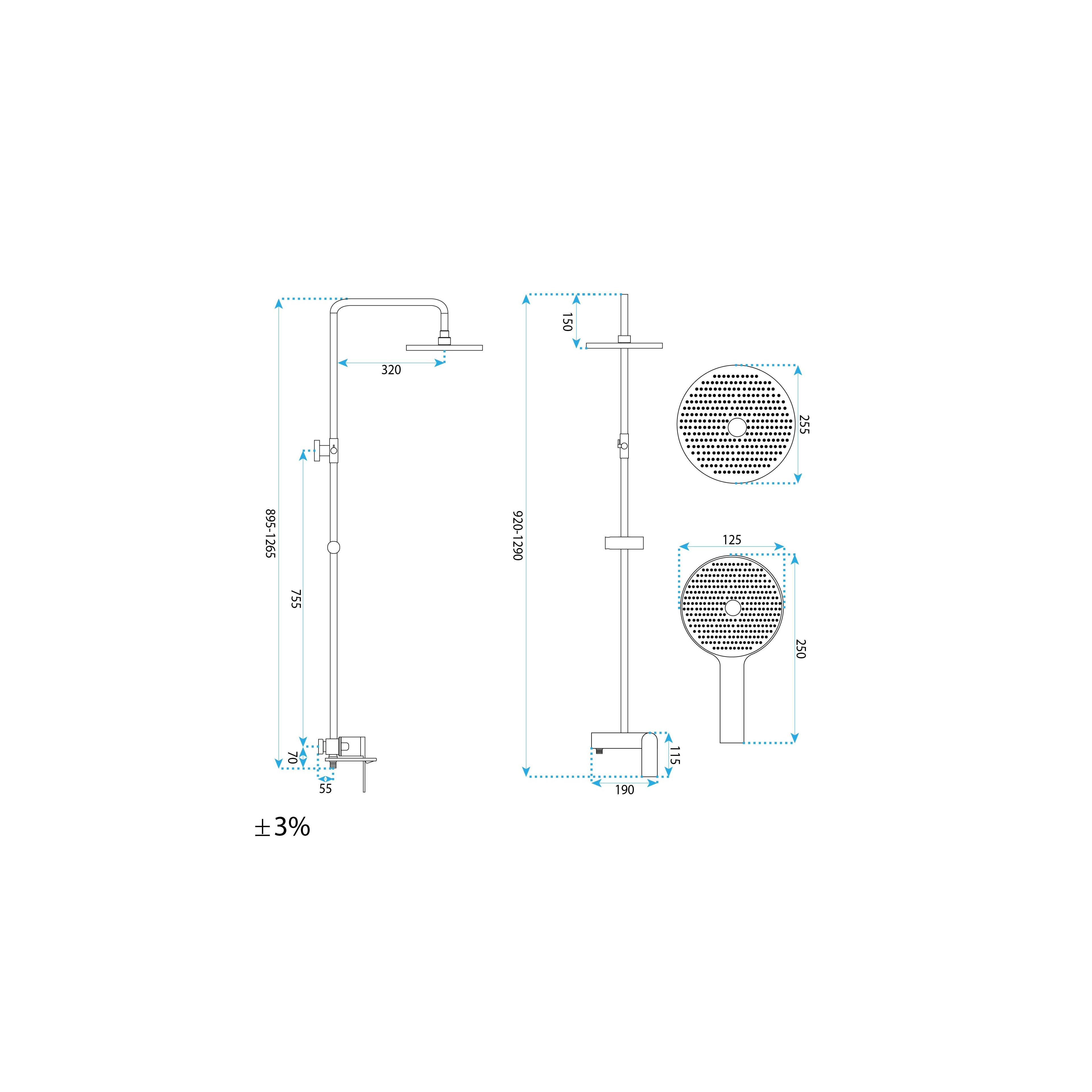 Shower set REA Marco Gun Grey