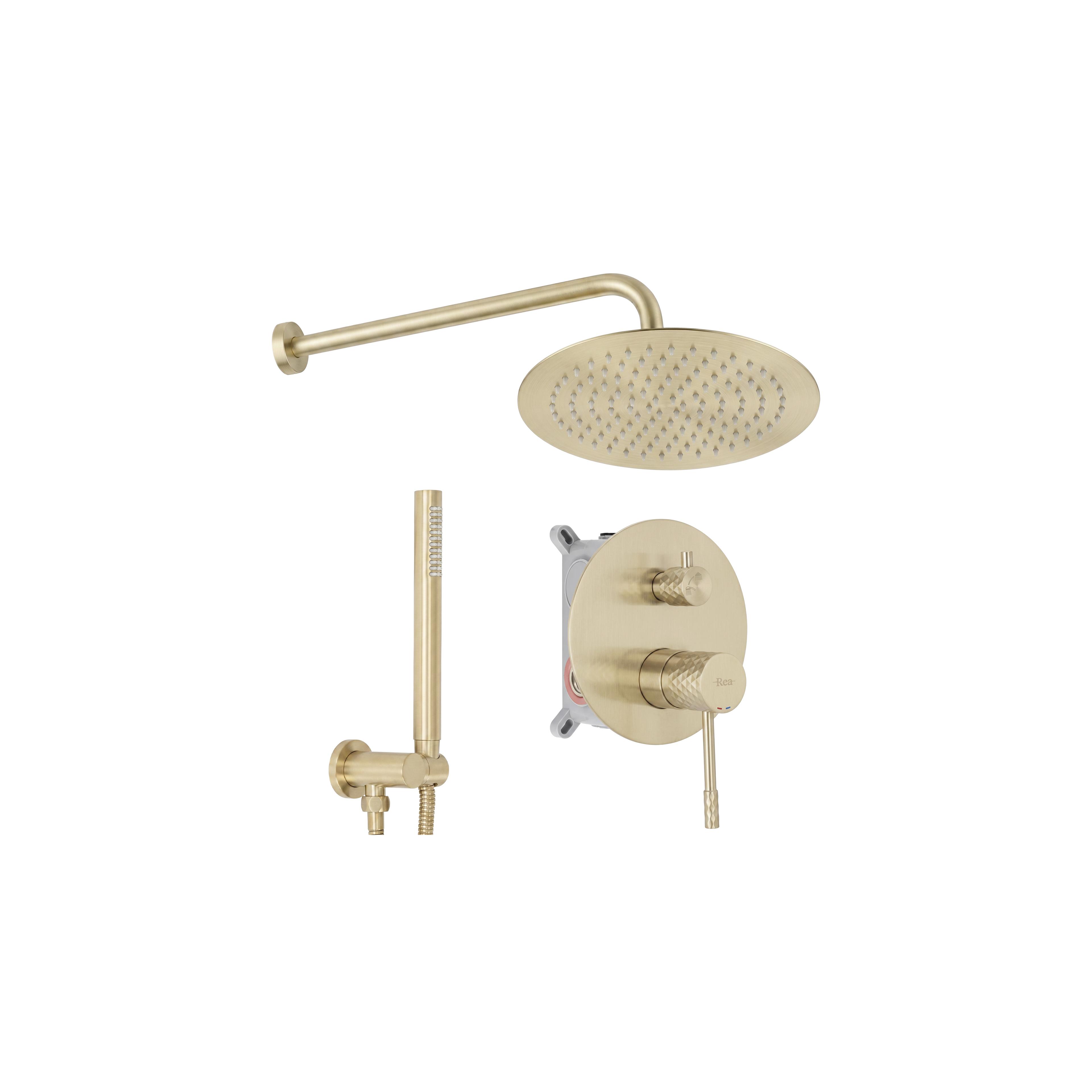 Unterputz Duschset Rea Lungo Diamond Brush Gold + BOX