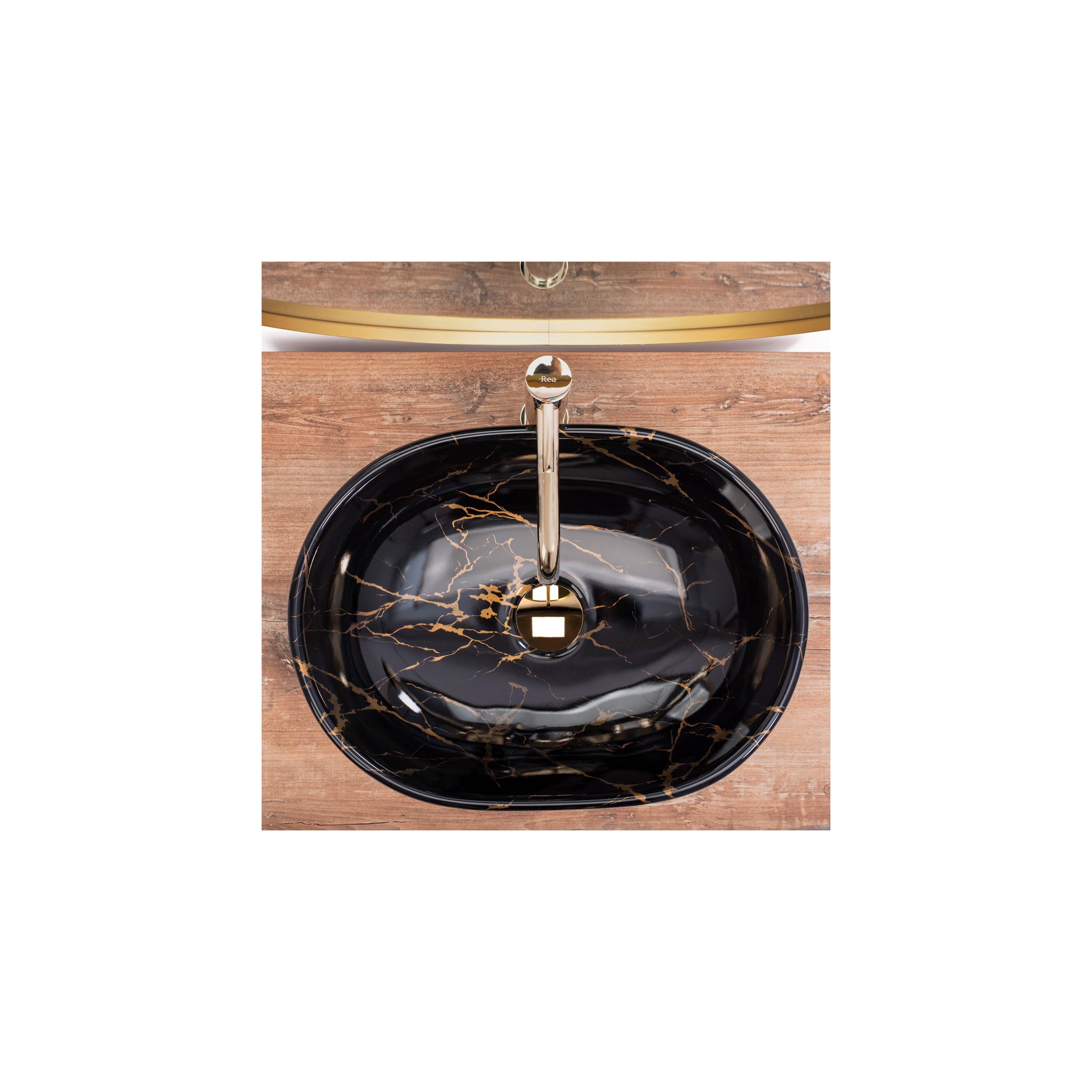 Aufsatzwaschbecken Rea Amelia Black Marble shiny