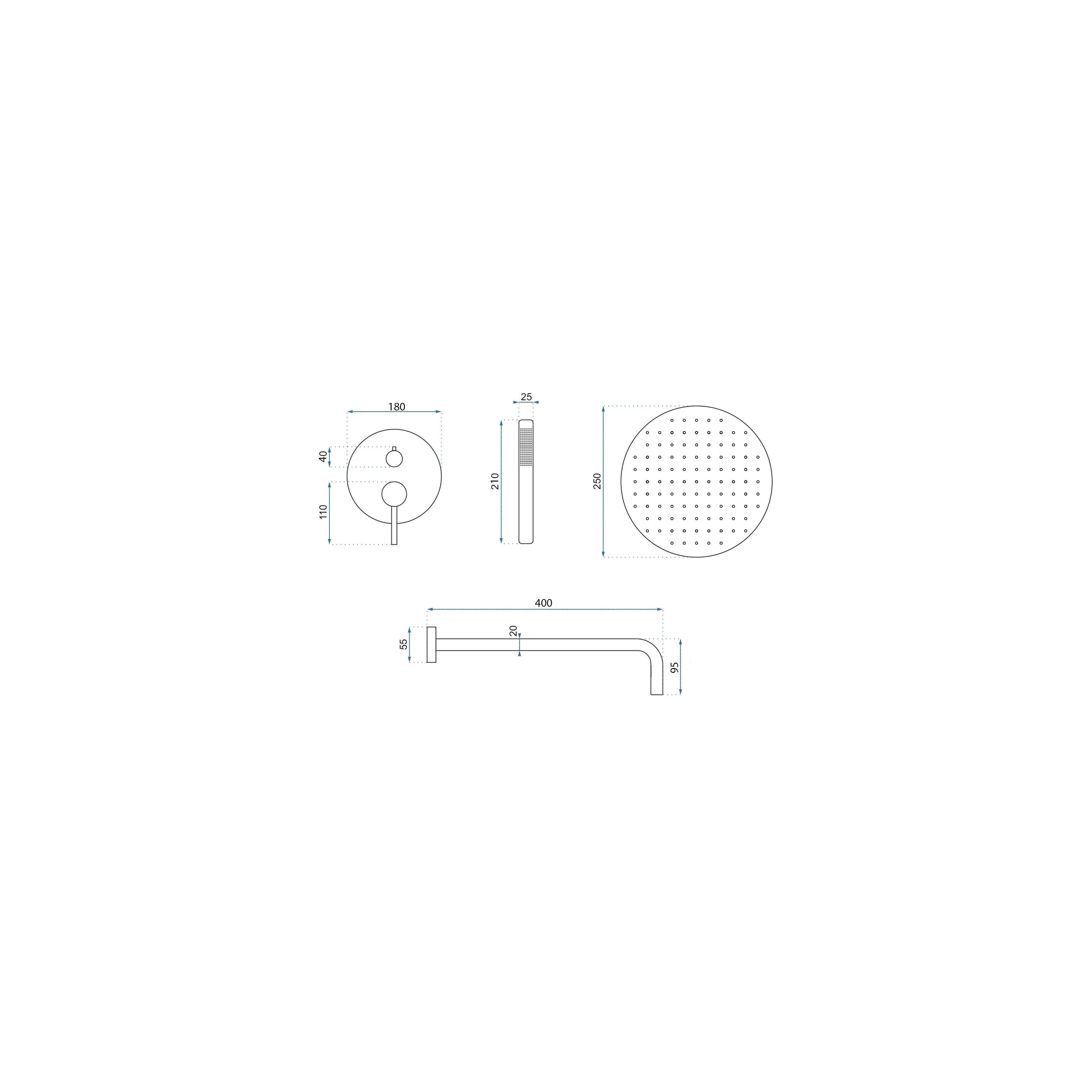 Unterputz Duschset Rea Foss Clif Brush Copper + BOX