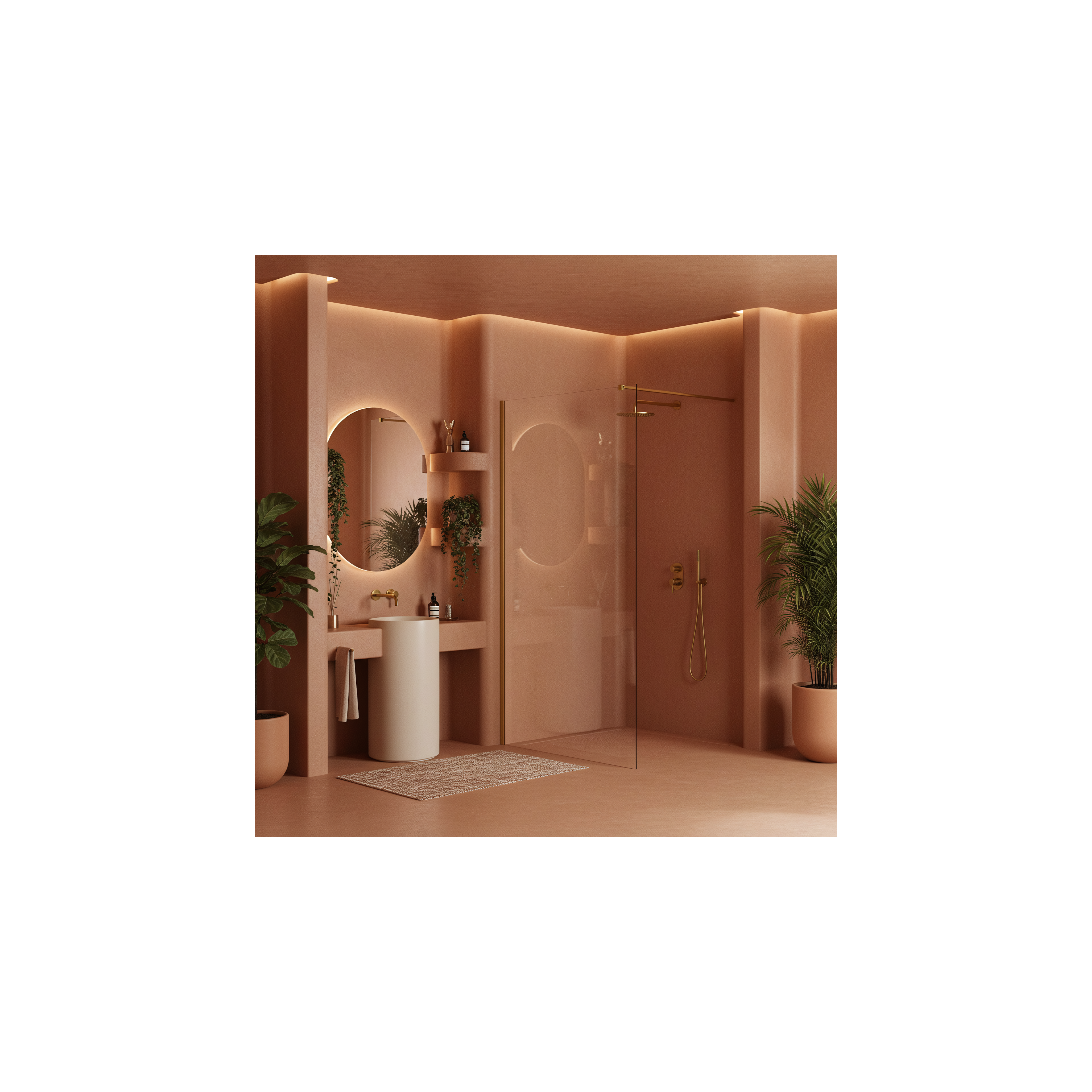Duschwand Rea Flexi Transparent / Brush Gold 110