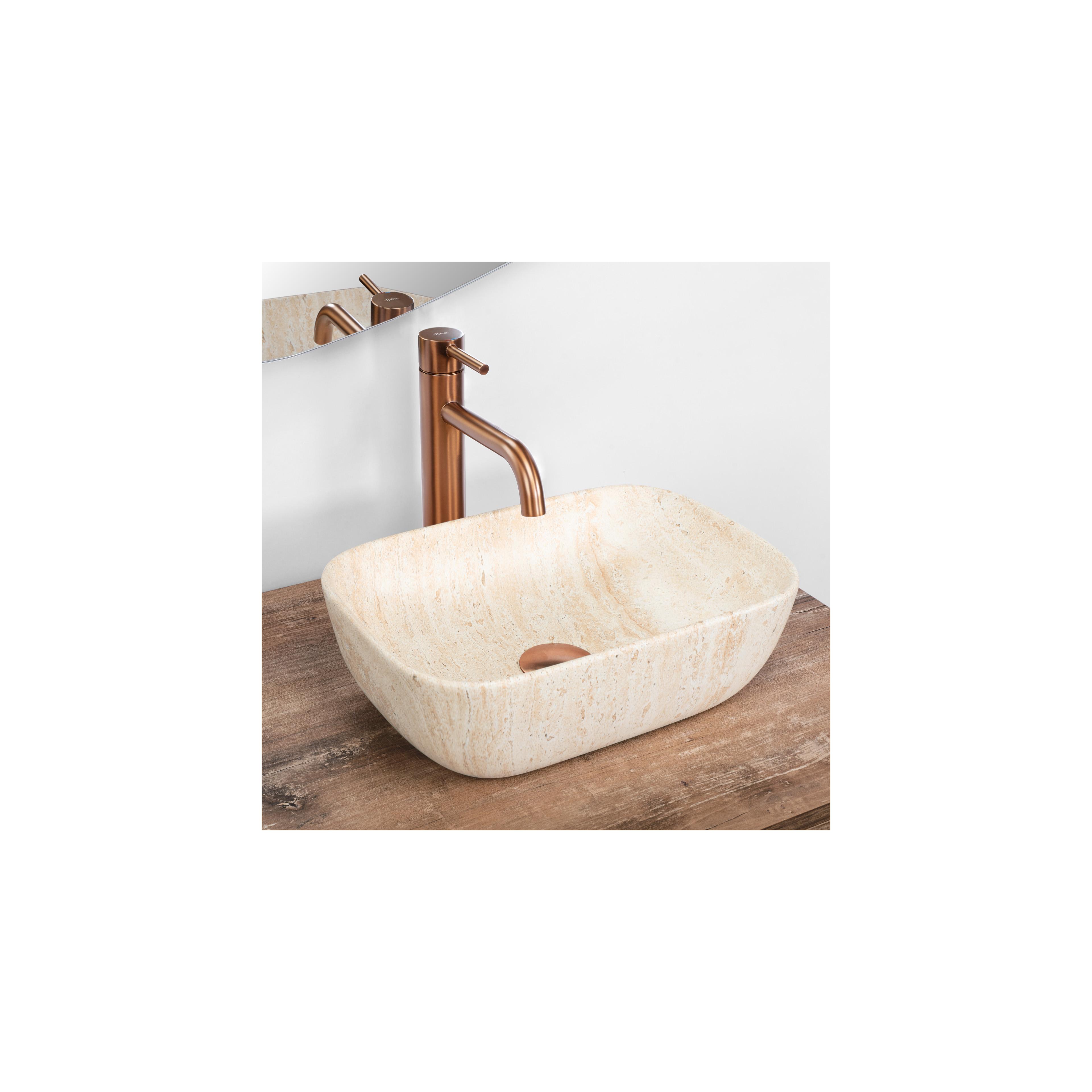 Aufsatzwaschbecken Rea BELINDA MINI TRAVERTINE MATT