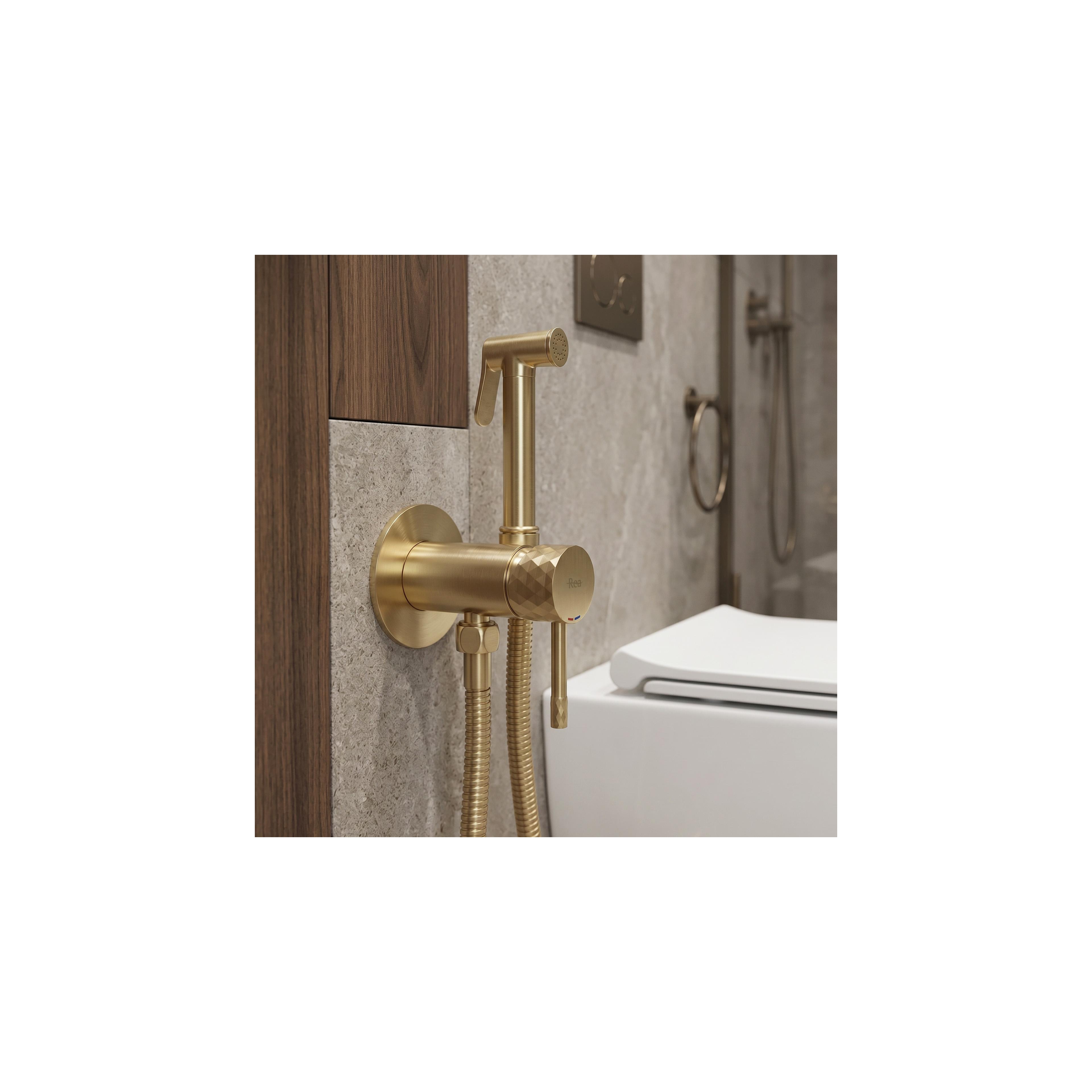 Bidetarmatur REA Lungo Loop Diamond Brush Gold
