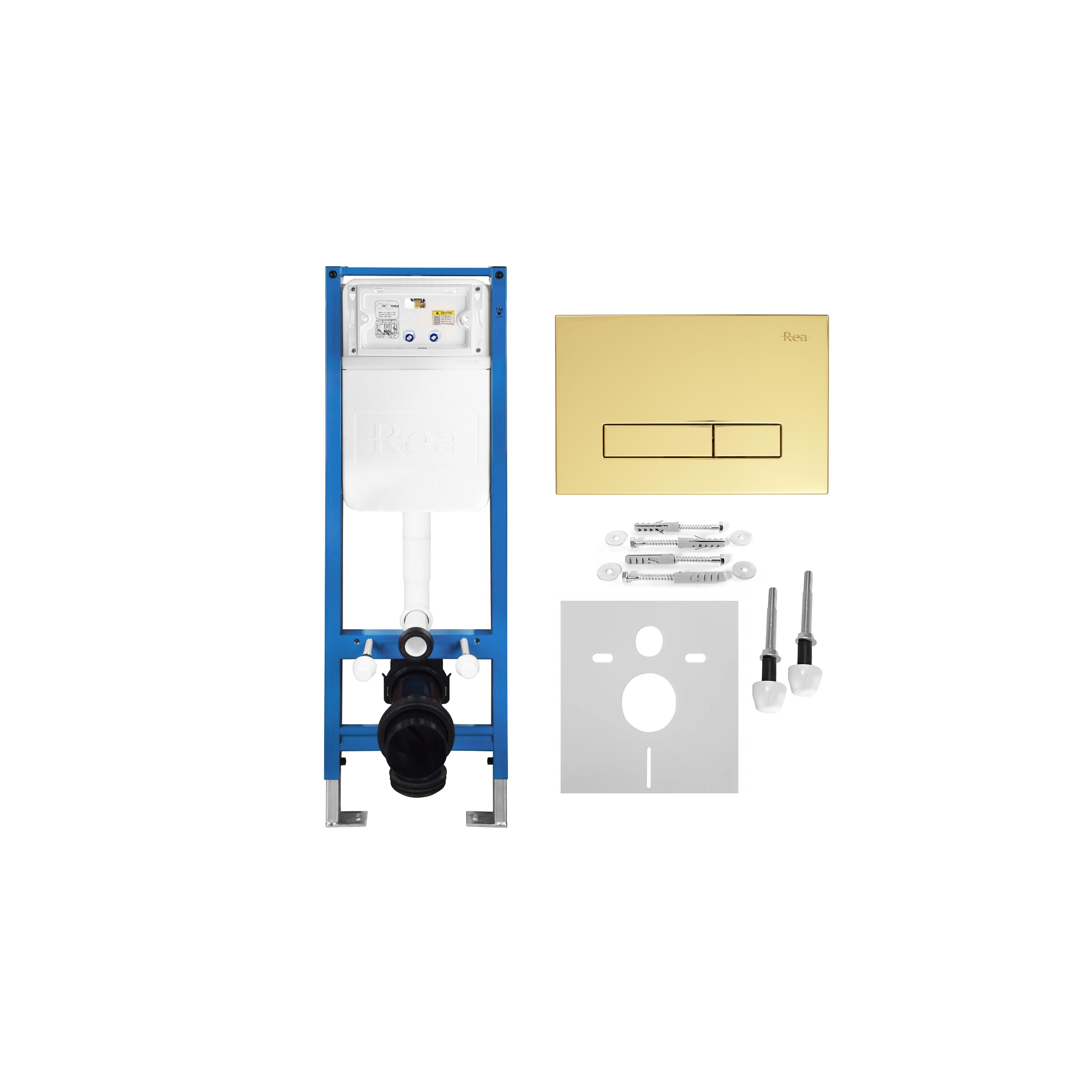 Gestell Unterputz-Set Slim 024N für WC-Becken mit HD-Drücker Gold
