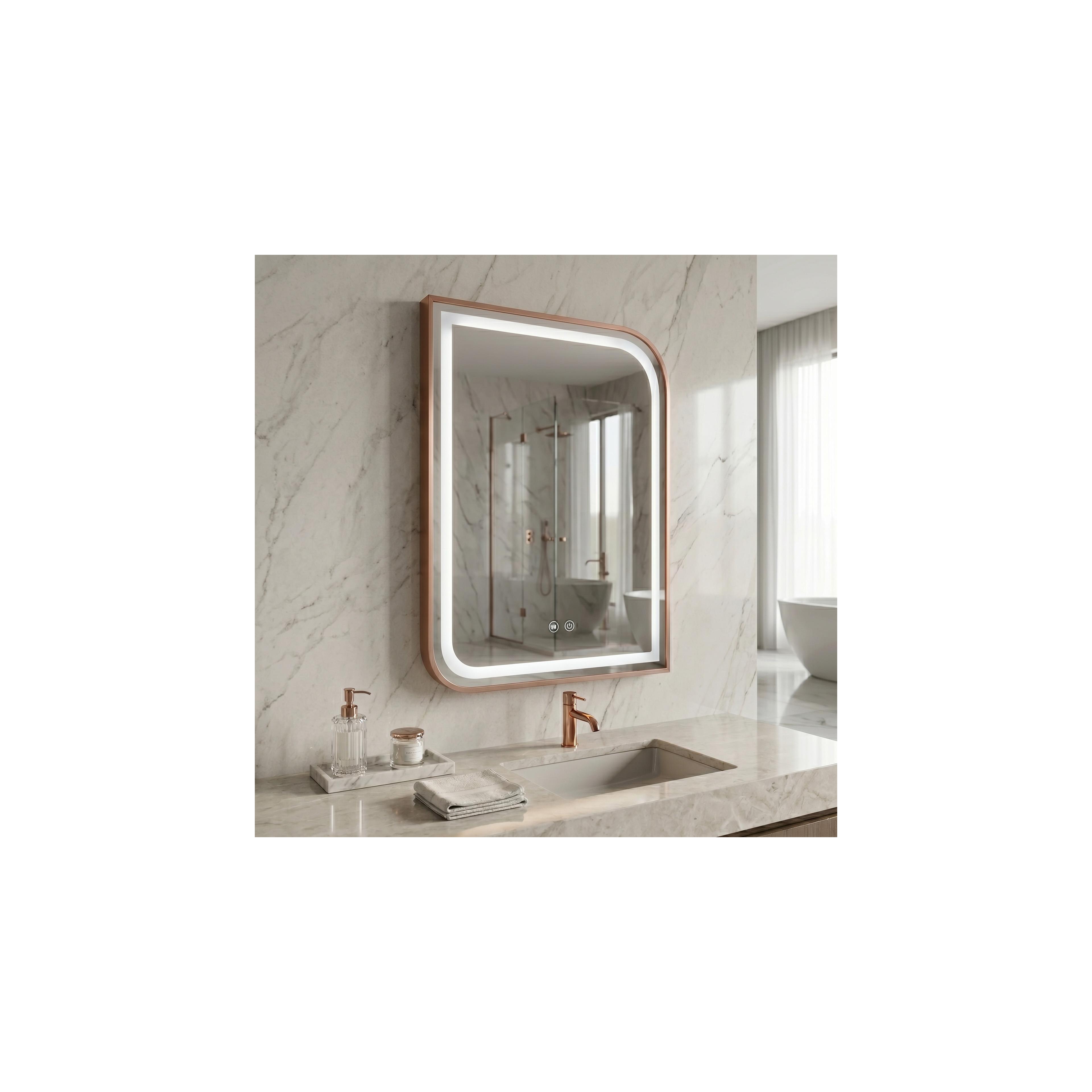 Зеркало LED ZONE 70x50 BRUSH ROSE GOLD