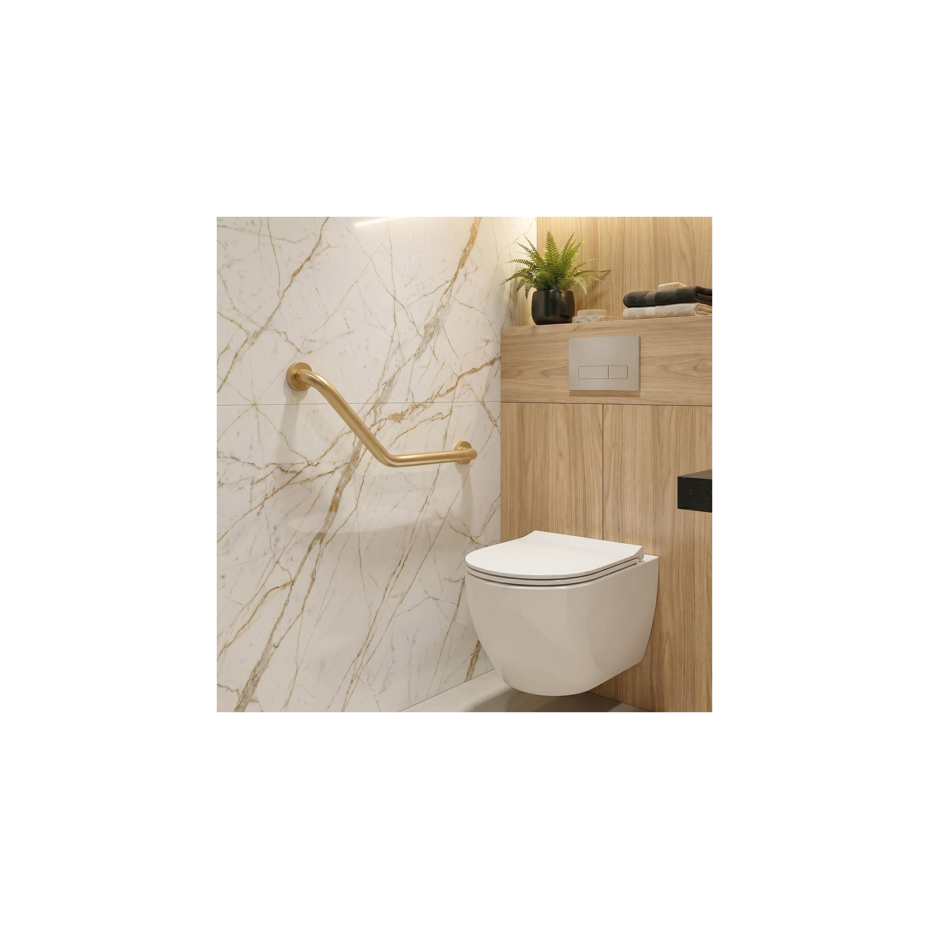 Angewinkelte Badezimmer-Haltestange BRUSH GOLD