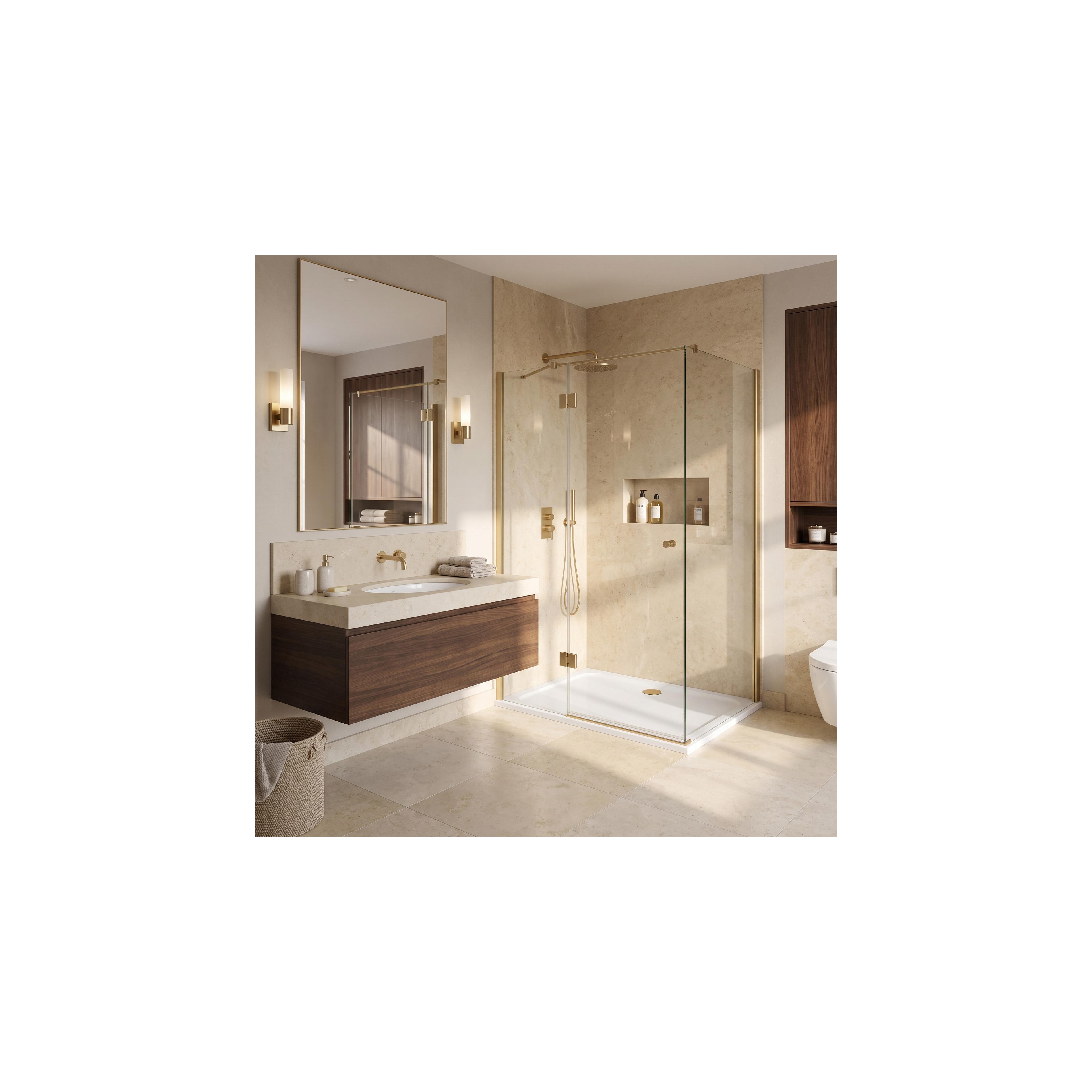 Akrylfat till dusch Rea Belmond vit 80x100 Brush Gold