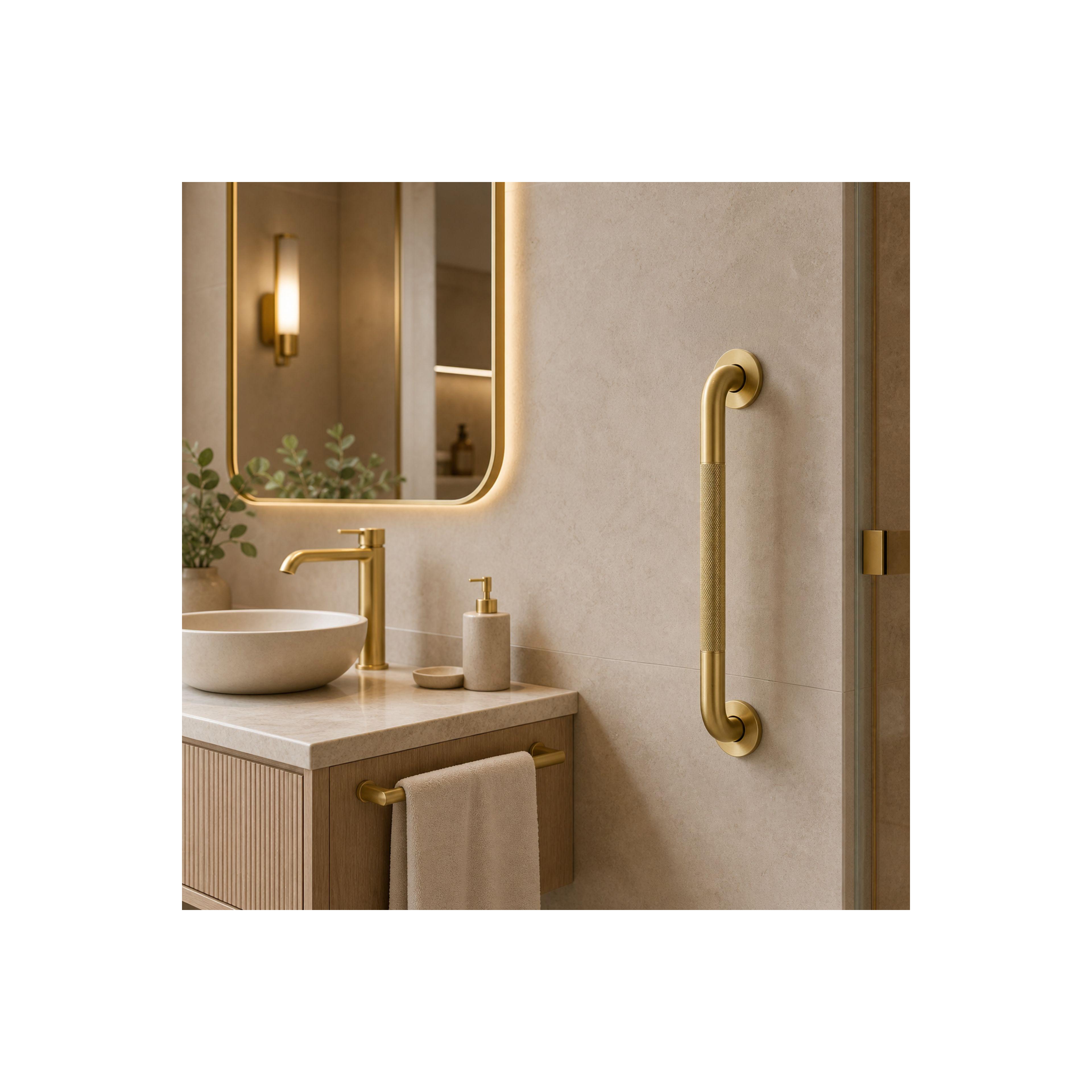 Straight bathroom grab bar Brush Gold