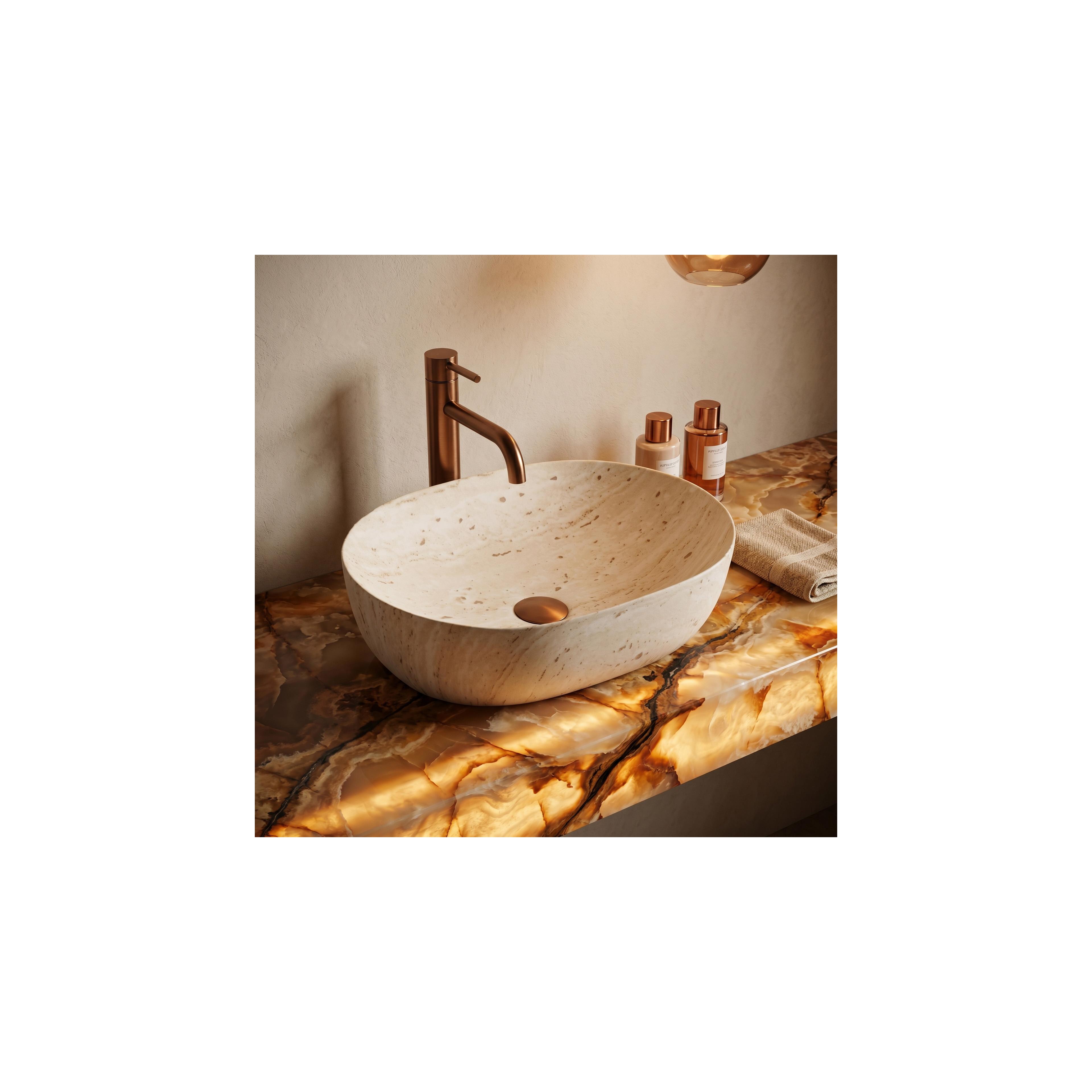 Aufsatzwaschbecken Rea Amelia Travertine Classic 48