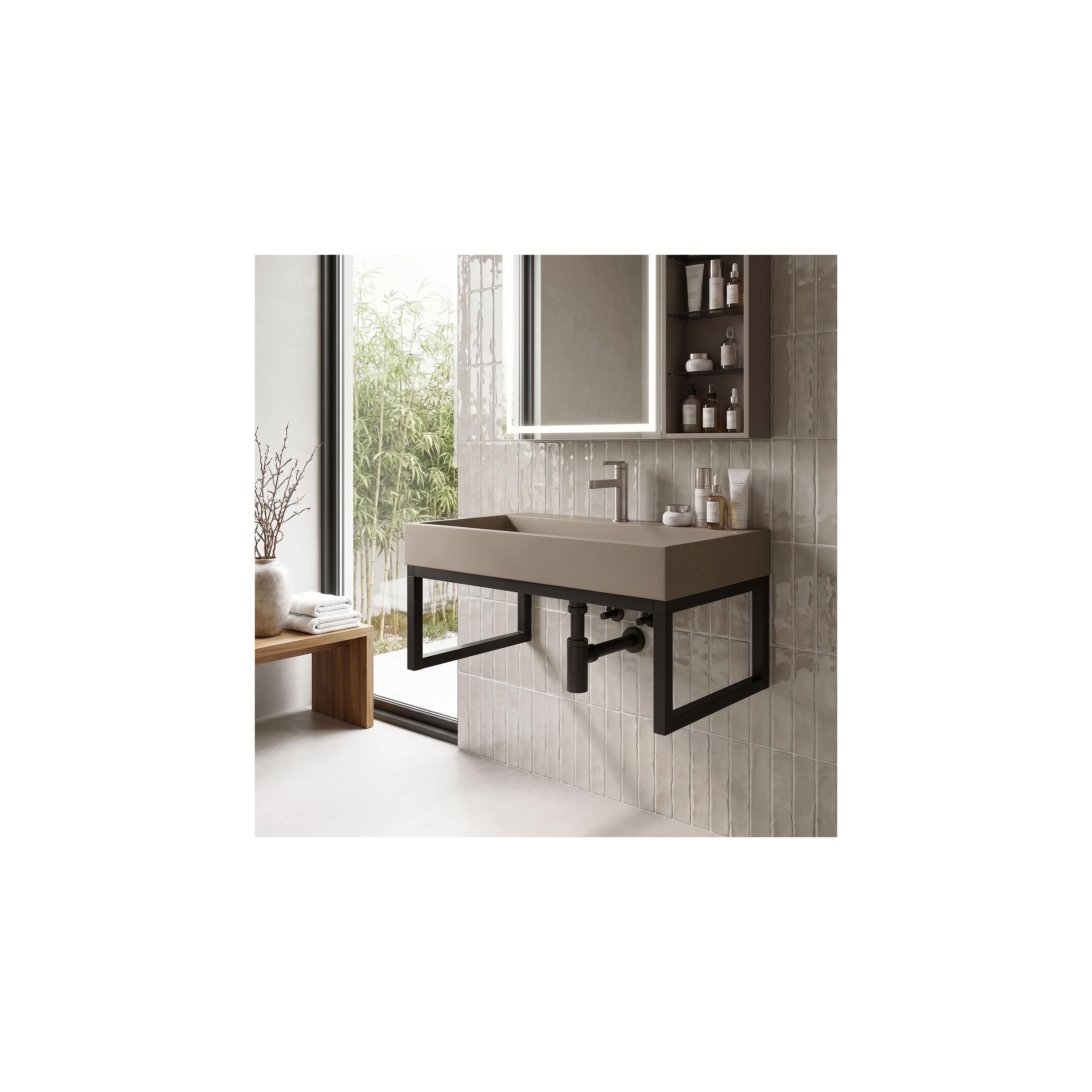 Vasque en conglomérat Rea GOYA TAUPE 70CM + piètement