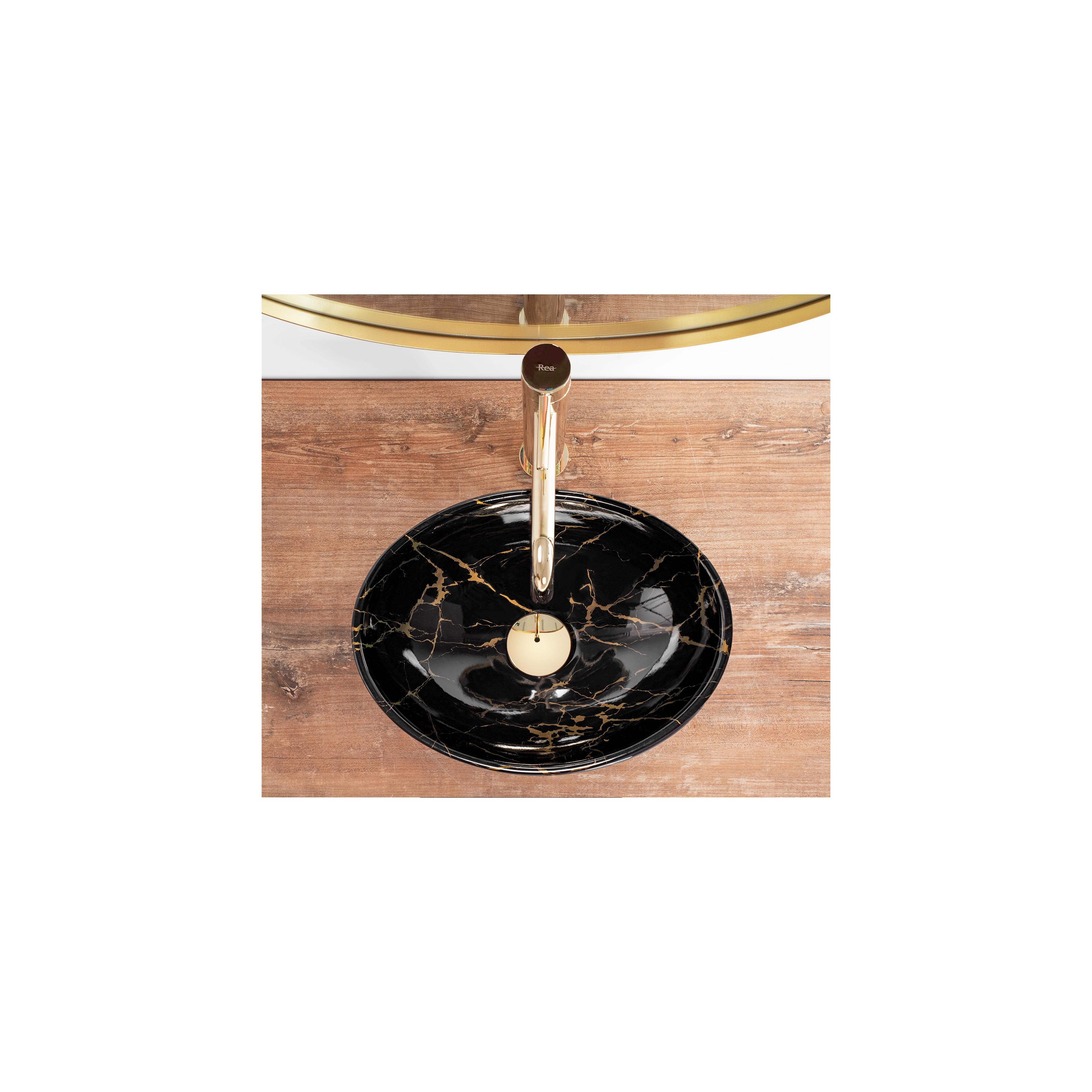 Aufsatzwaschbecken Rea Sofia Mini Black Marble Shiny