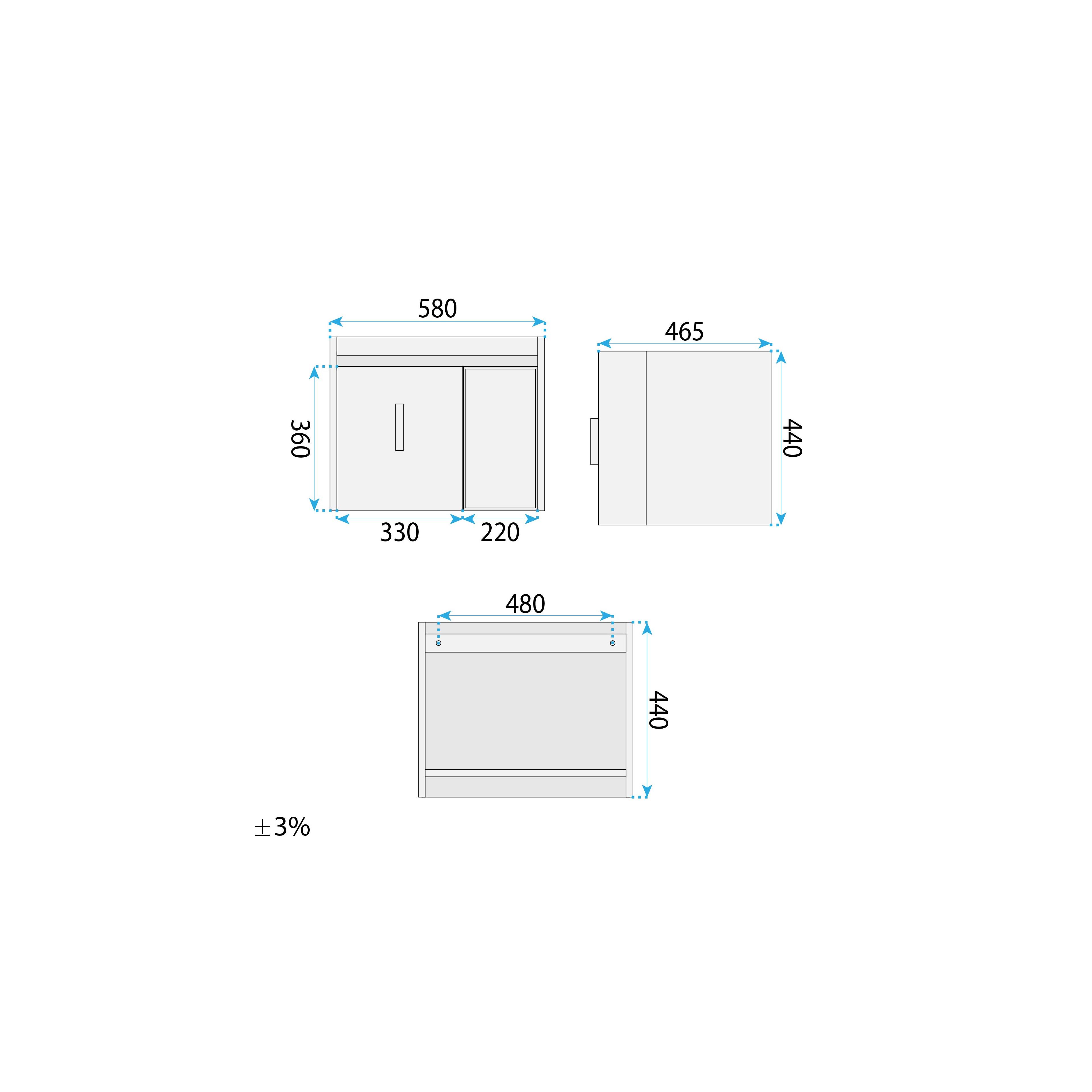 Badezimmermöbel-Set mit Waschbecken Paris 60cm Grey