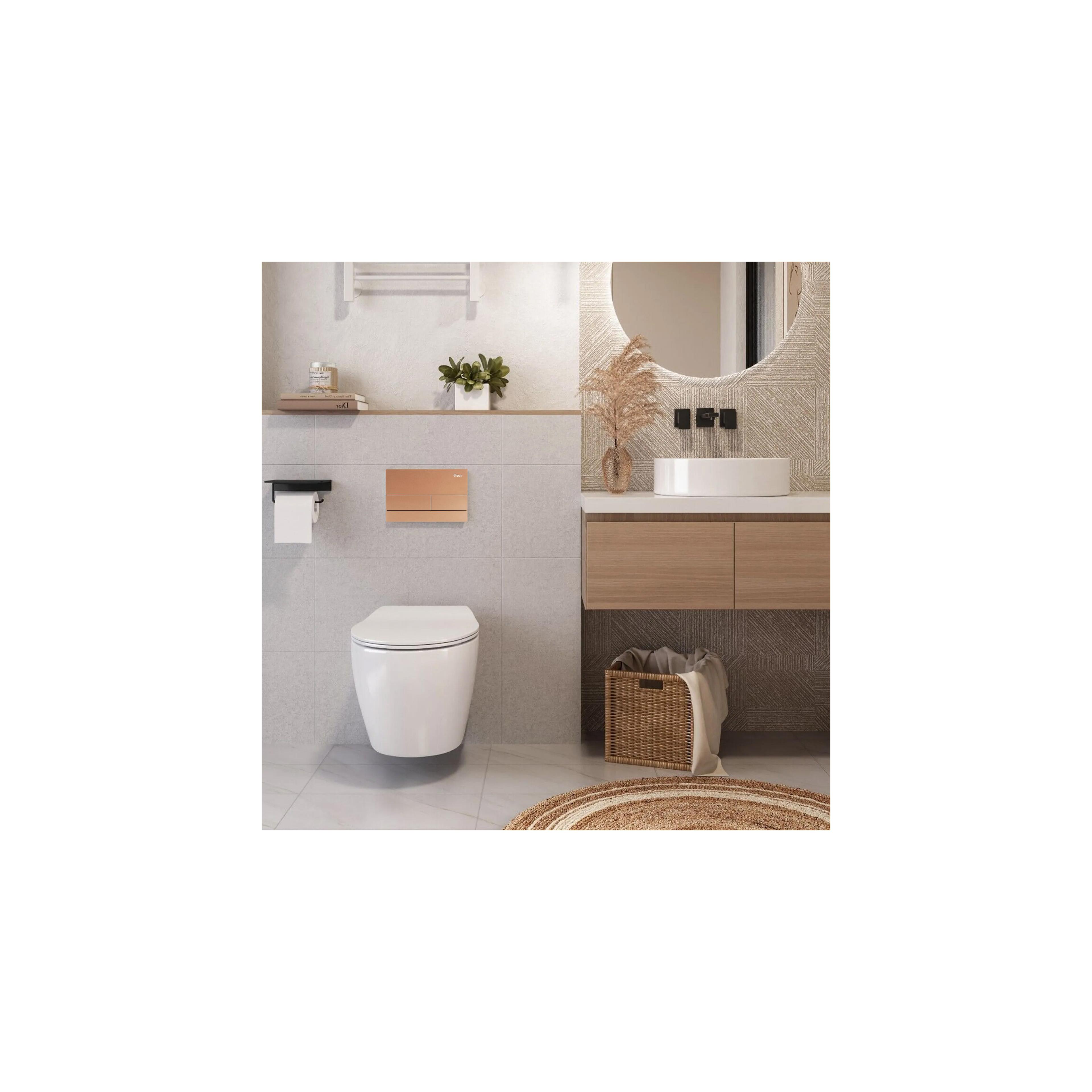 WC öblítő gomb K011A-Q és Slim024N Rea T Brush Copper/Brushed Rose Gold