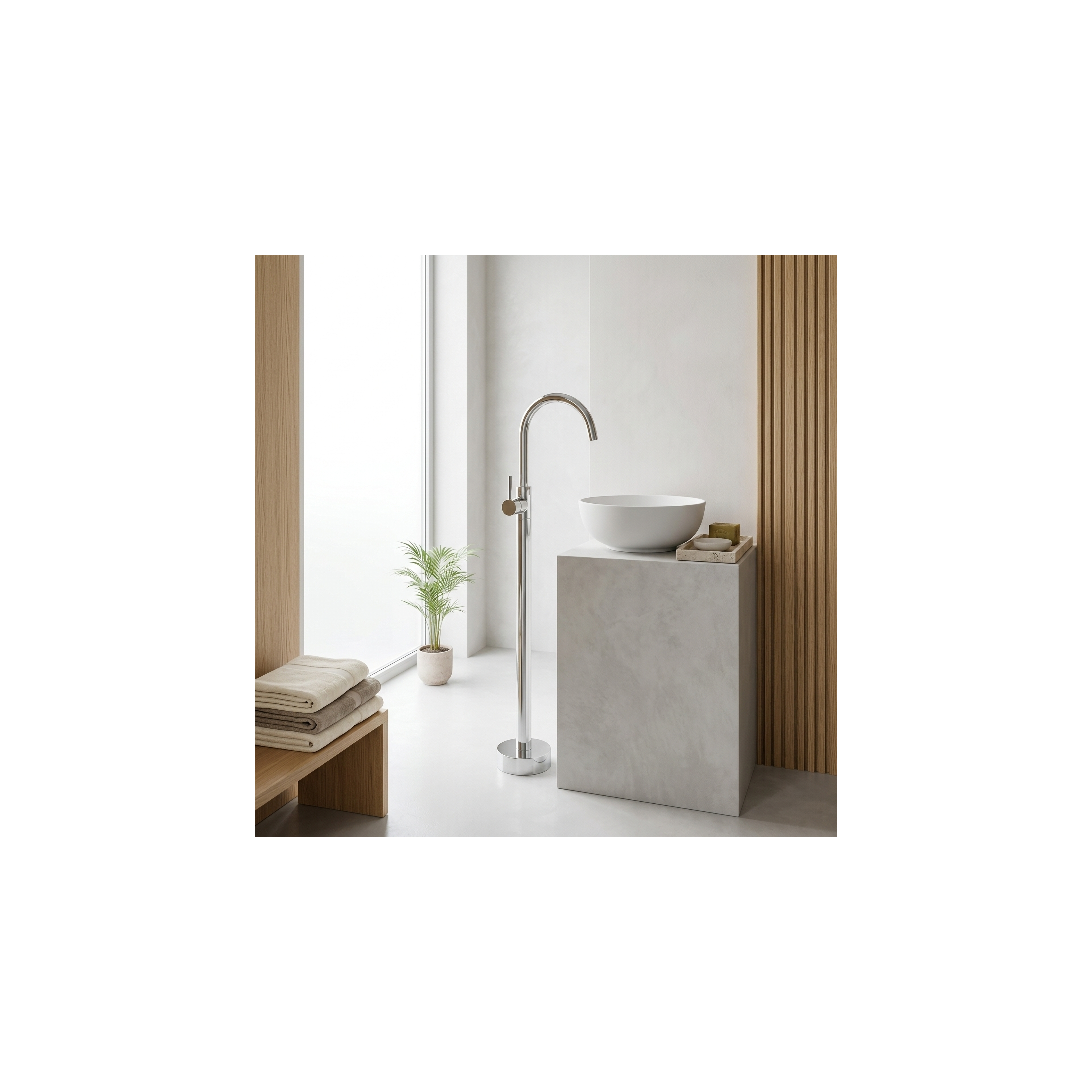 Waschbeckenarmatur freistehend Rea Lungo Chrome