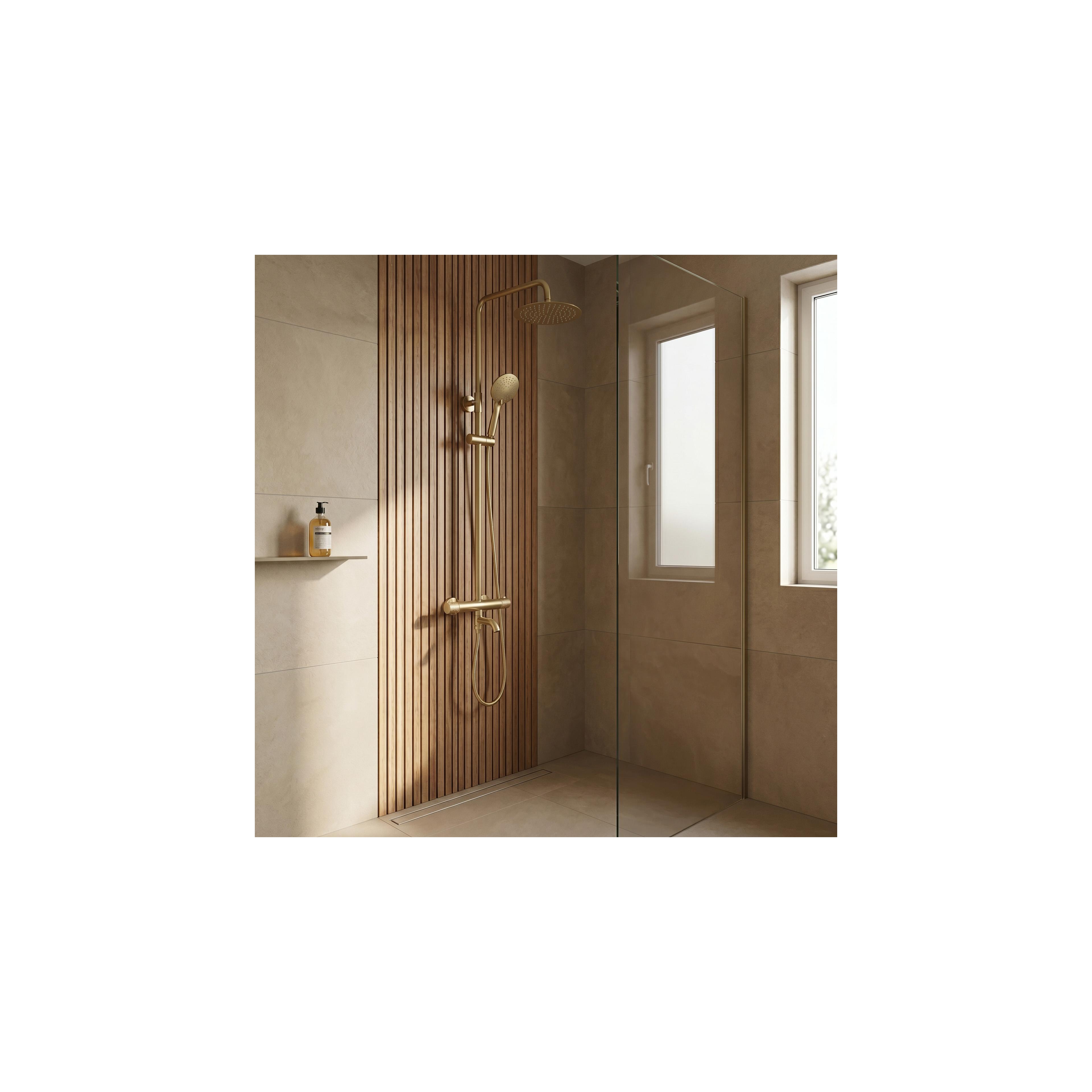 Duschset med termostat Rea Lungo Diamond Gold Brush
