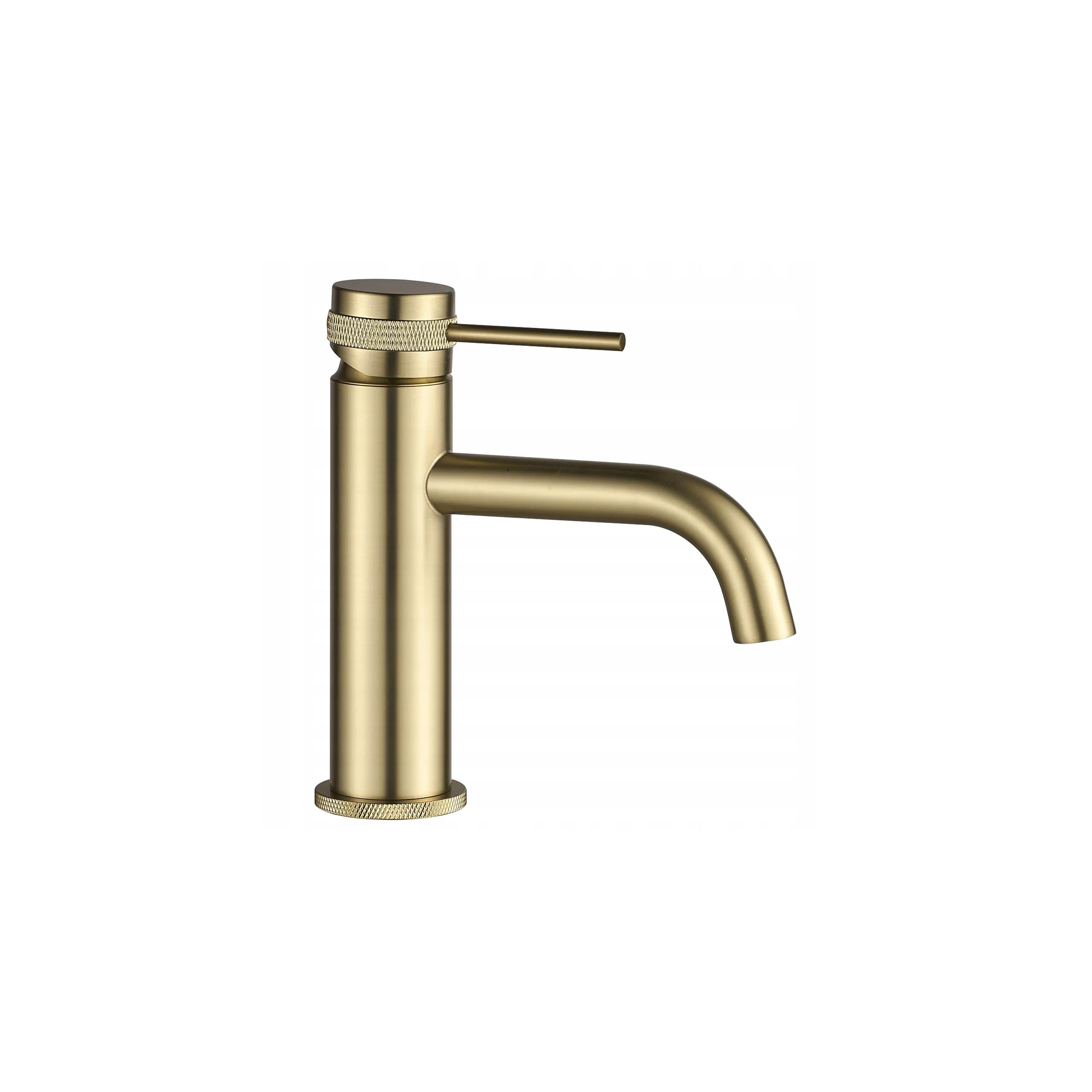 Bathroom faucet Rea Lungo Grip Brush Gold low