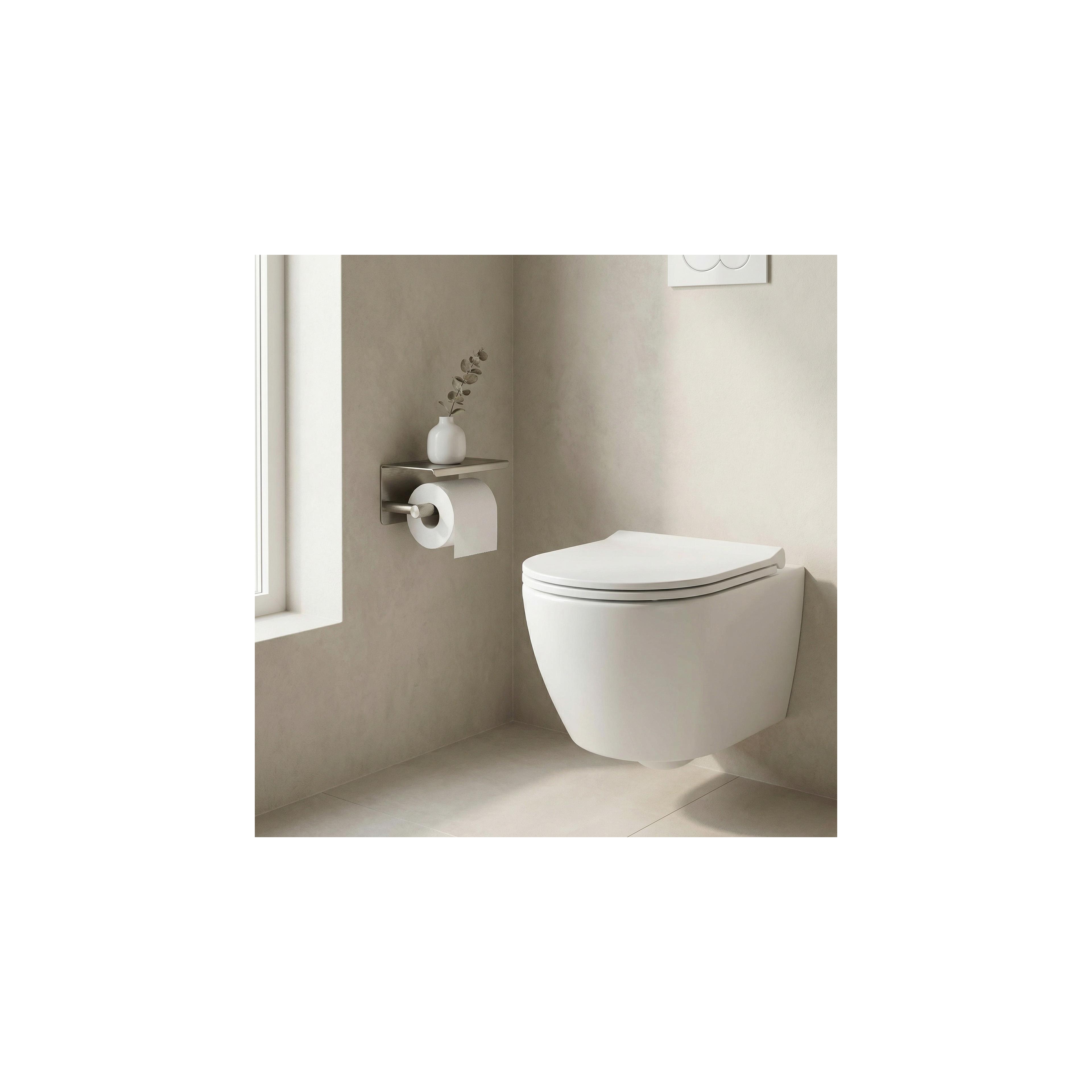 Toilettenpapierhalter mit Ablage 6613 Modern Nickel Brush