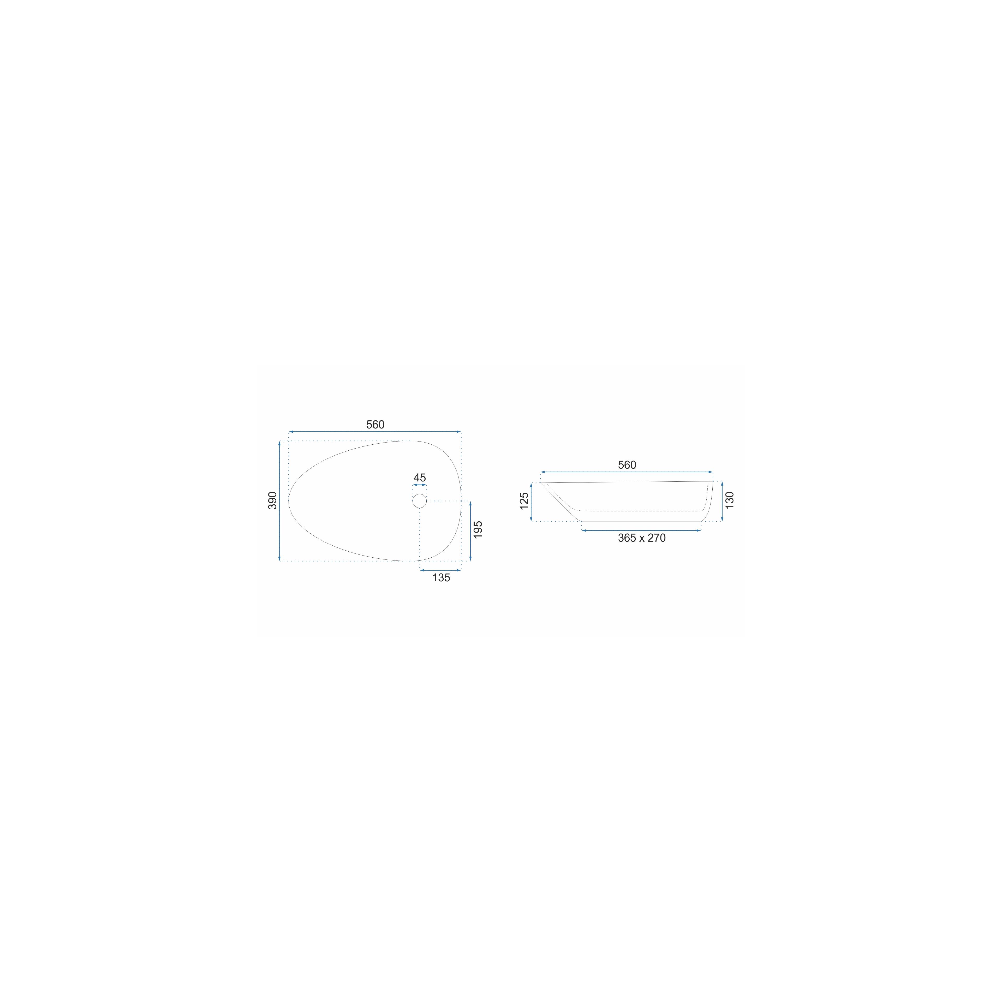 Aufsatzwaschbecken Rea Greta 55