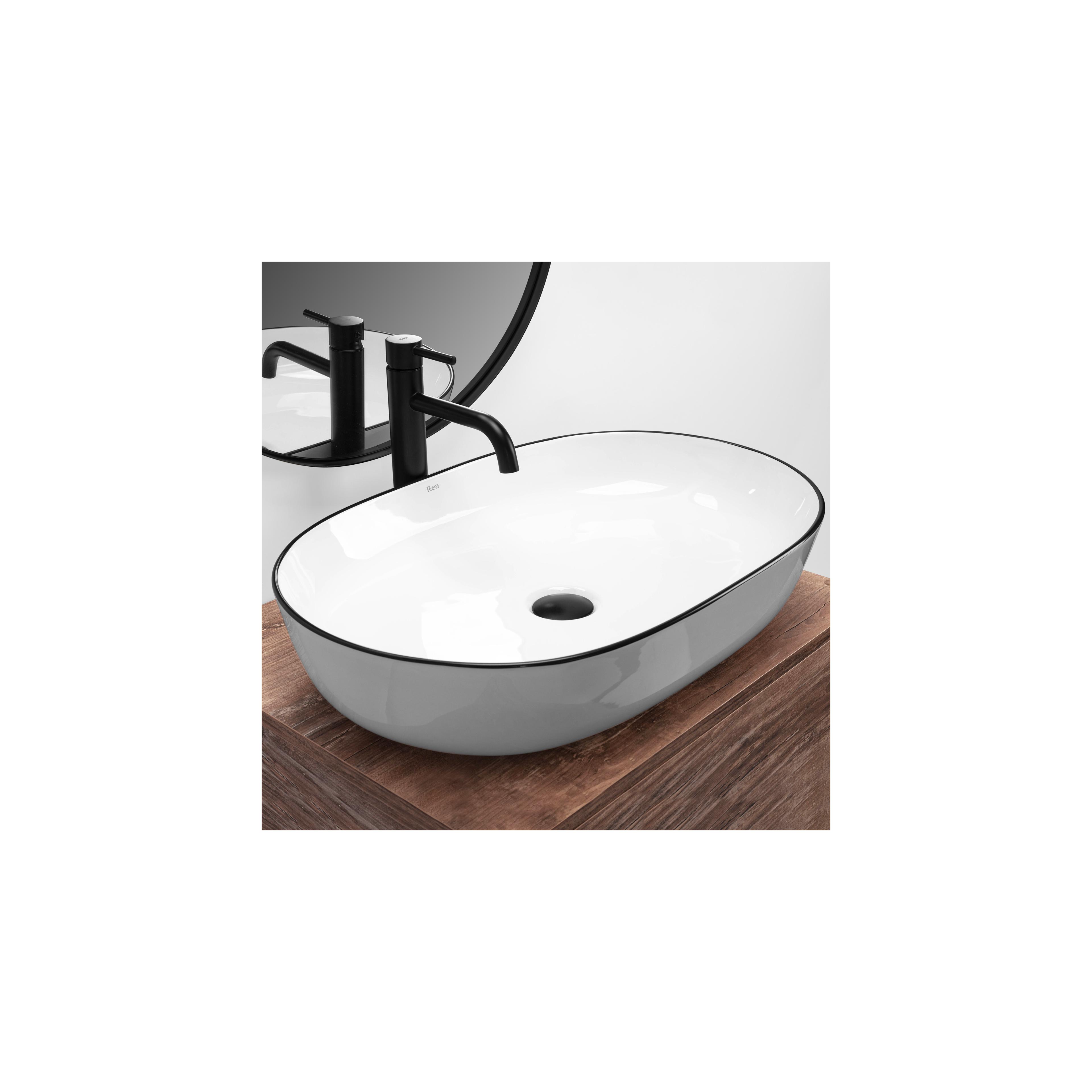 Aufsatzwaschbecken Rea CLEO white Black edge