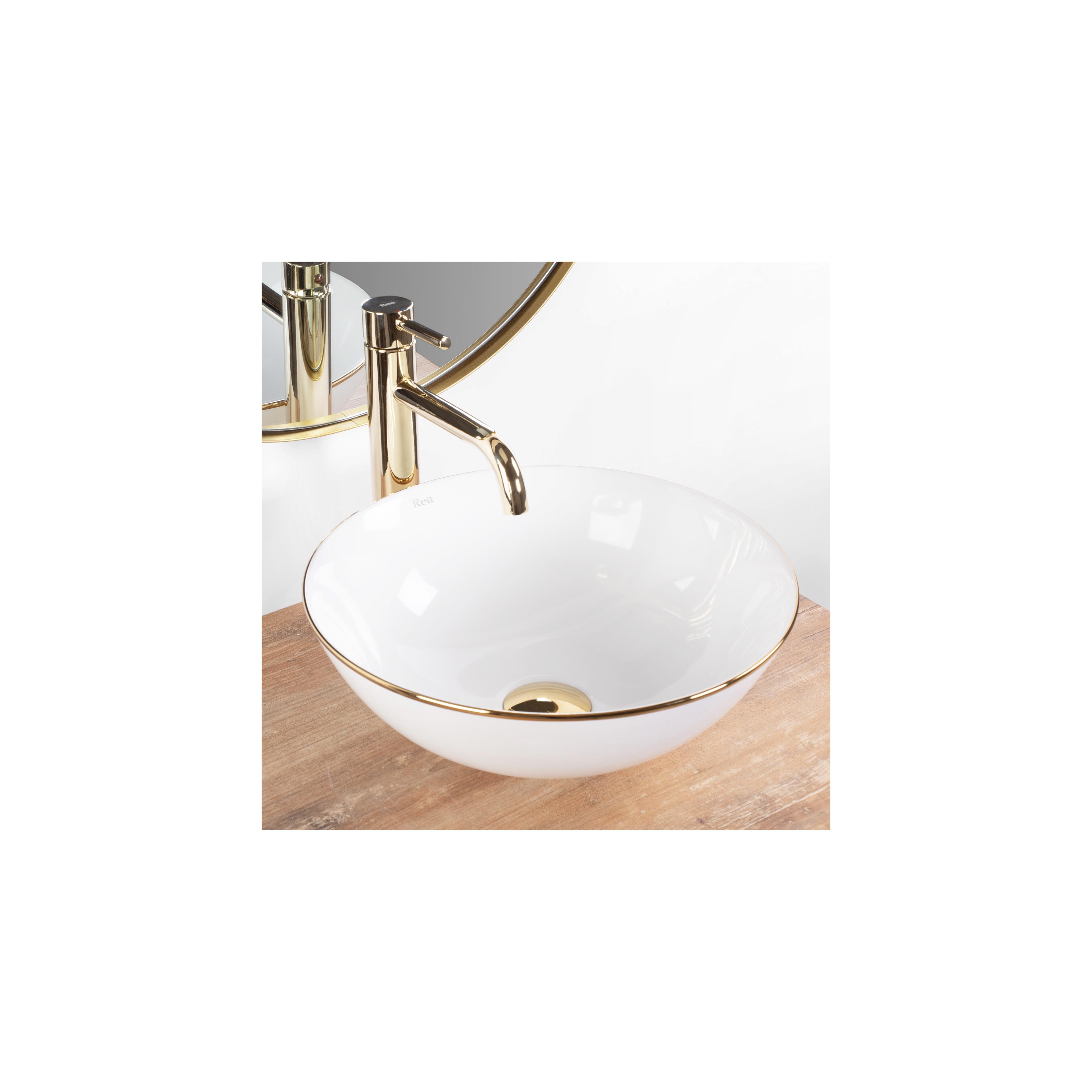 Countertop Basin Stella White gold edge
