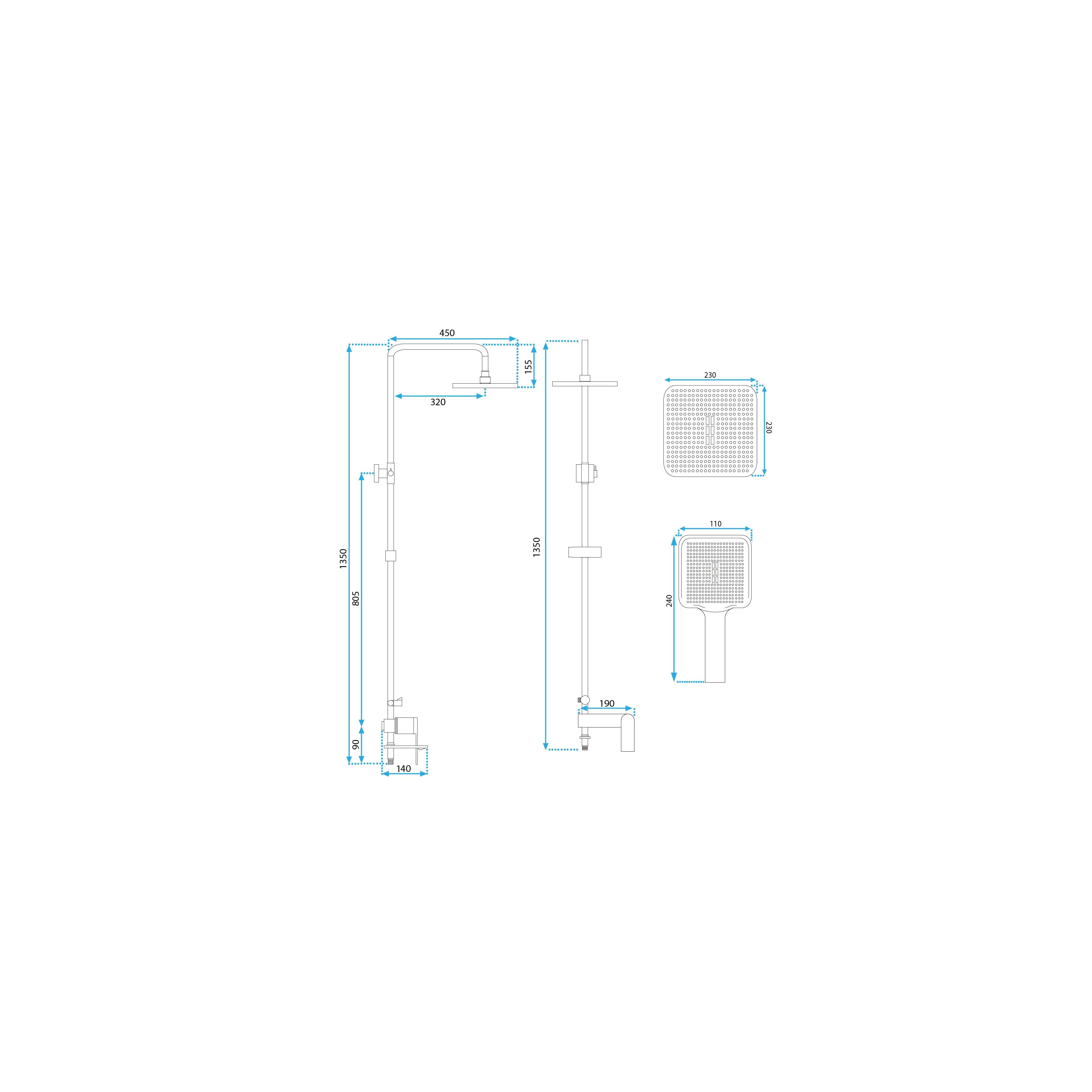 Shower set REA STORM Titanium
