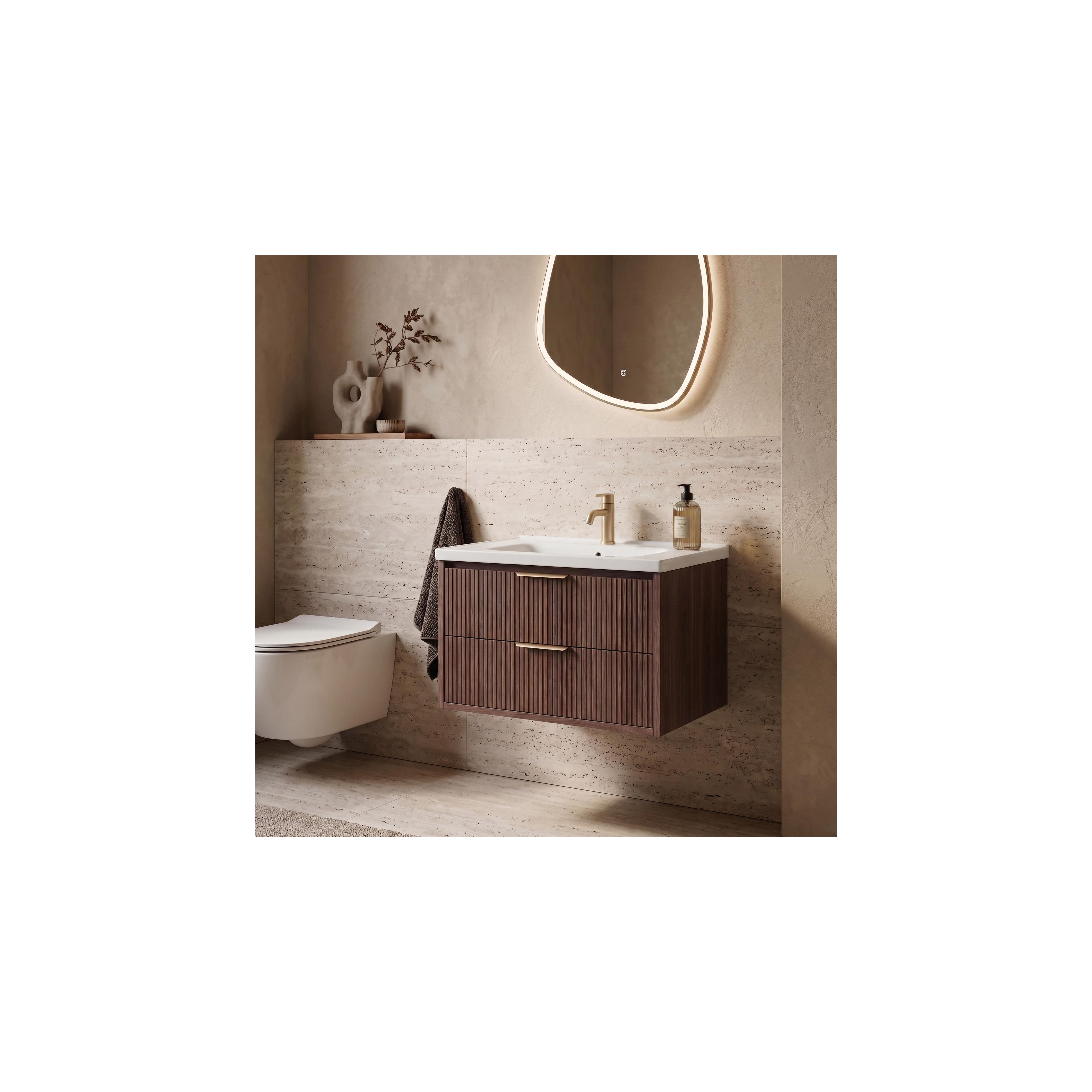 Szafka łazienkowa z umywalką Rea Sherry 80cm Brown Walnut