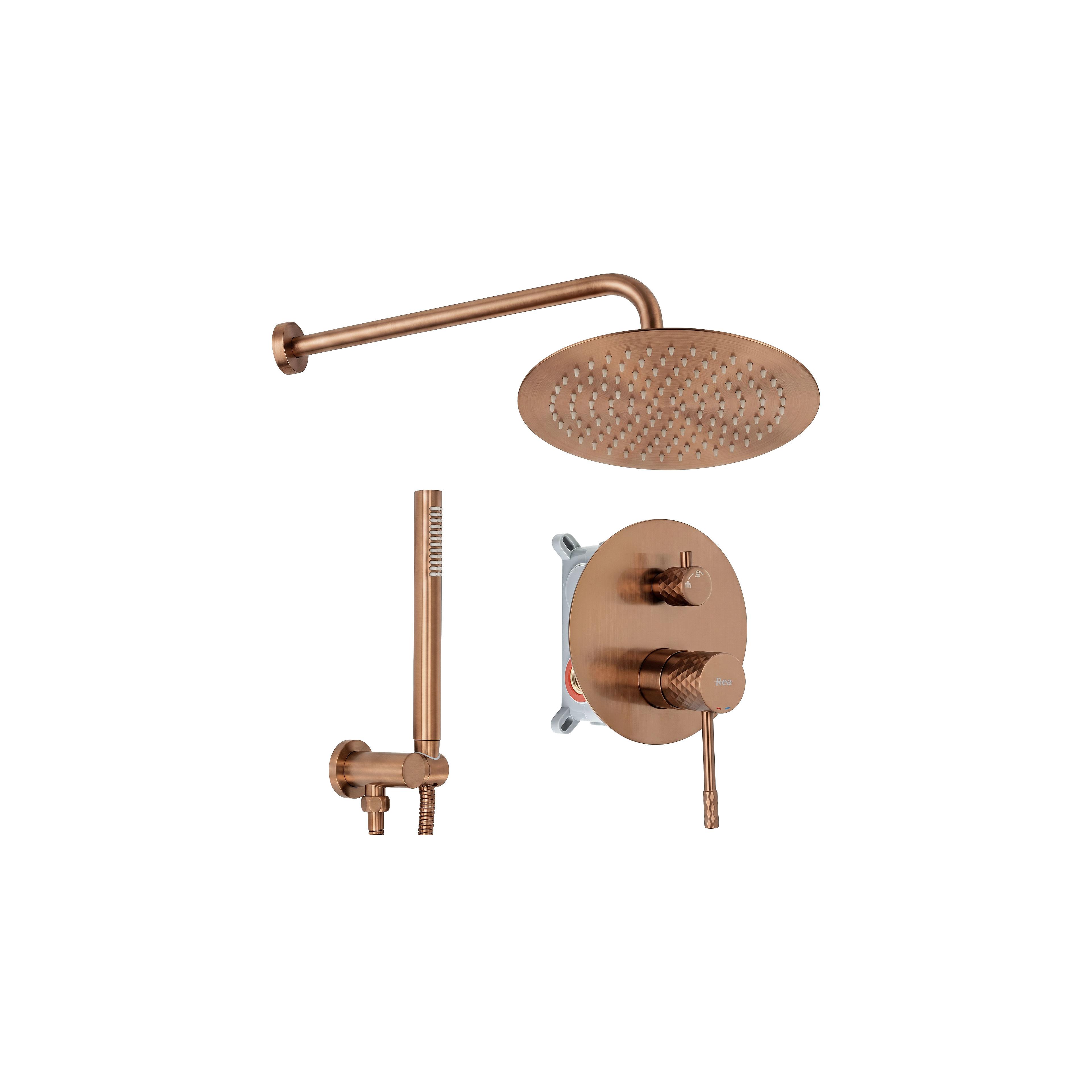 Shower system Rea Lungo Diamond Brush Copper + BOX