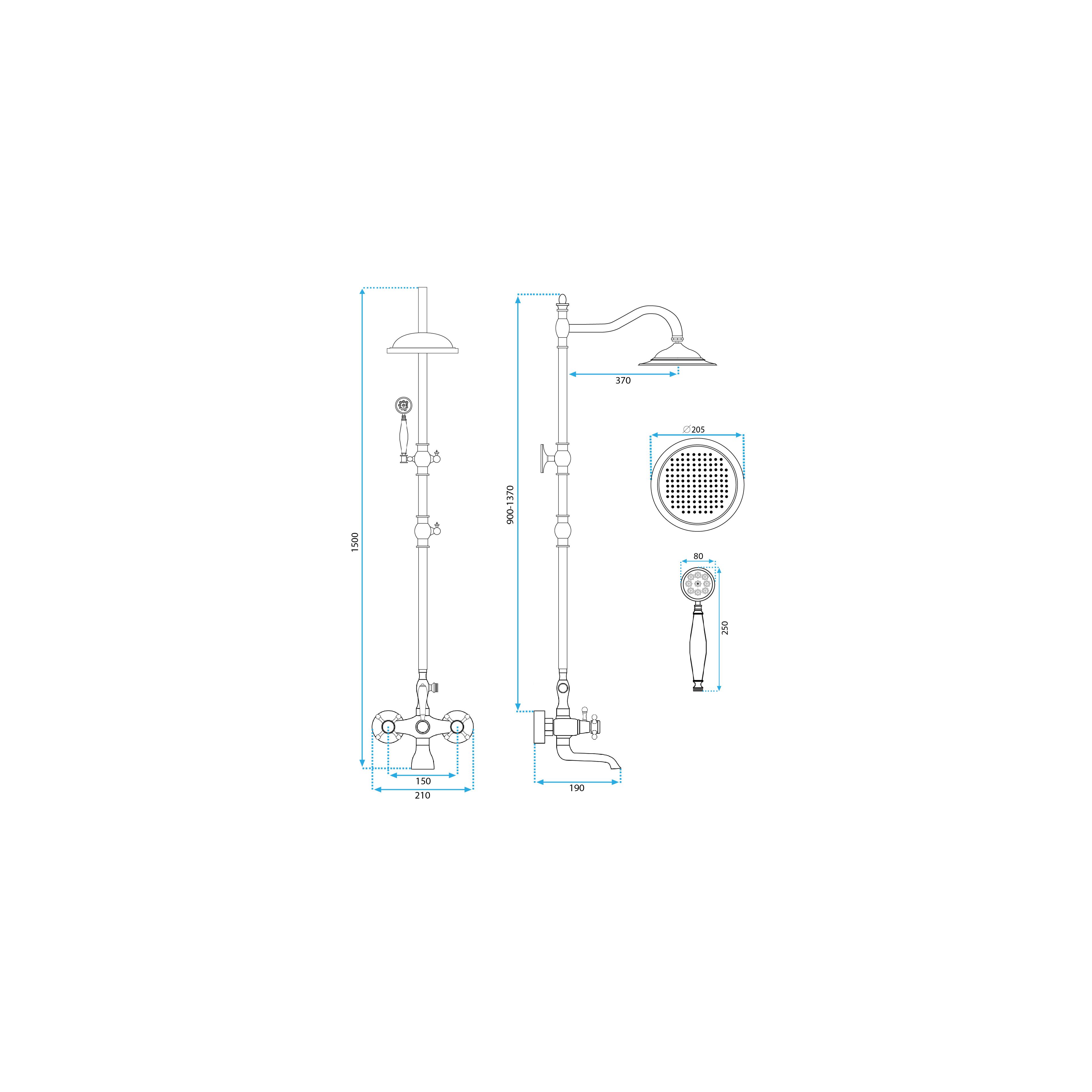 Shower set REA BERGAMO antique bronze