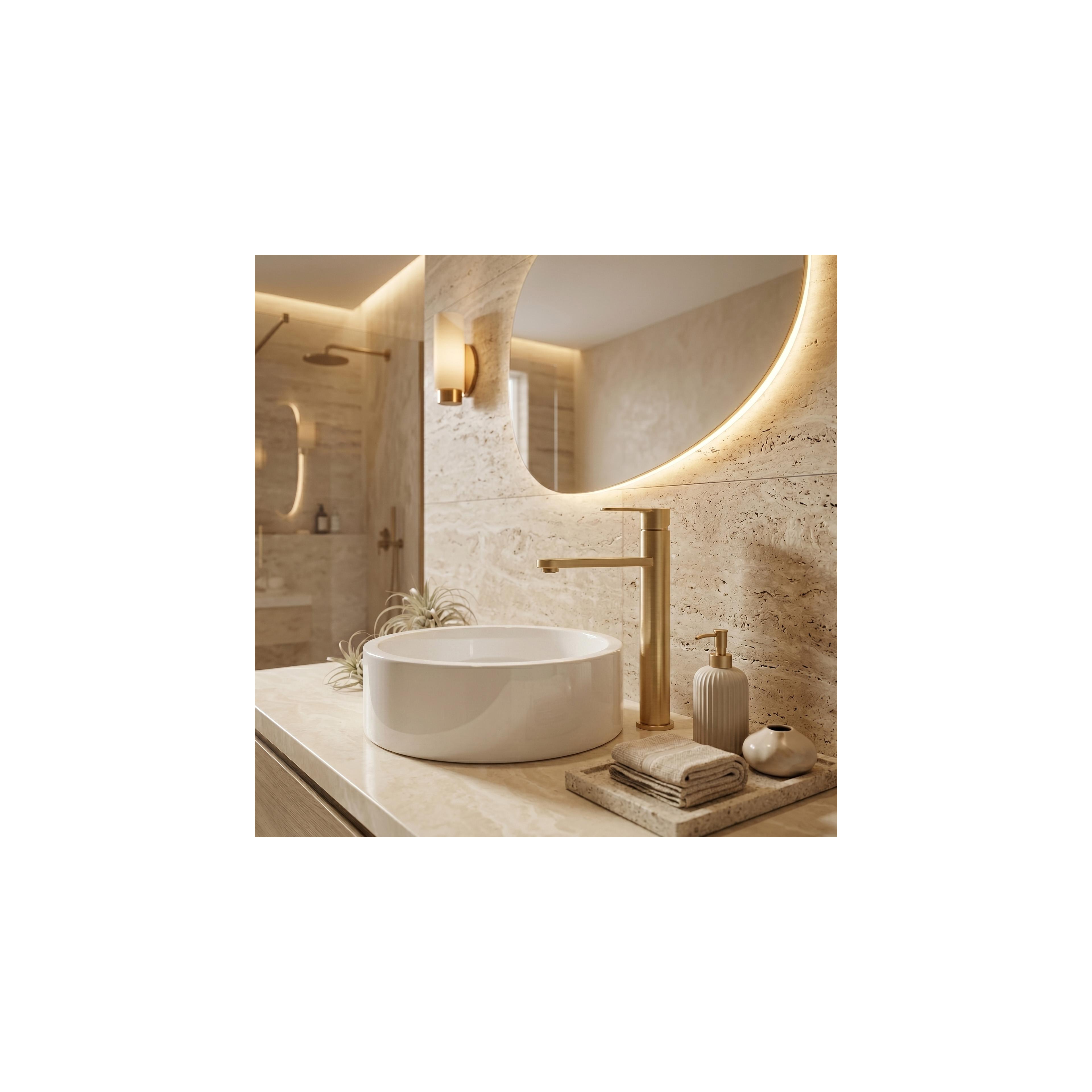 Waschbeckenarmatur Rea Arcos Brush Gold