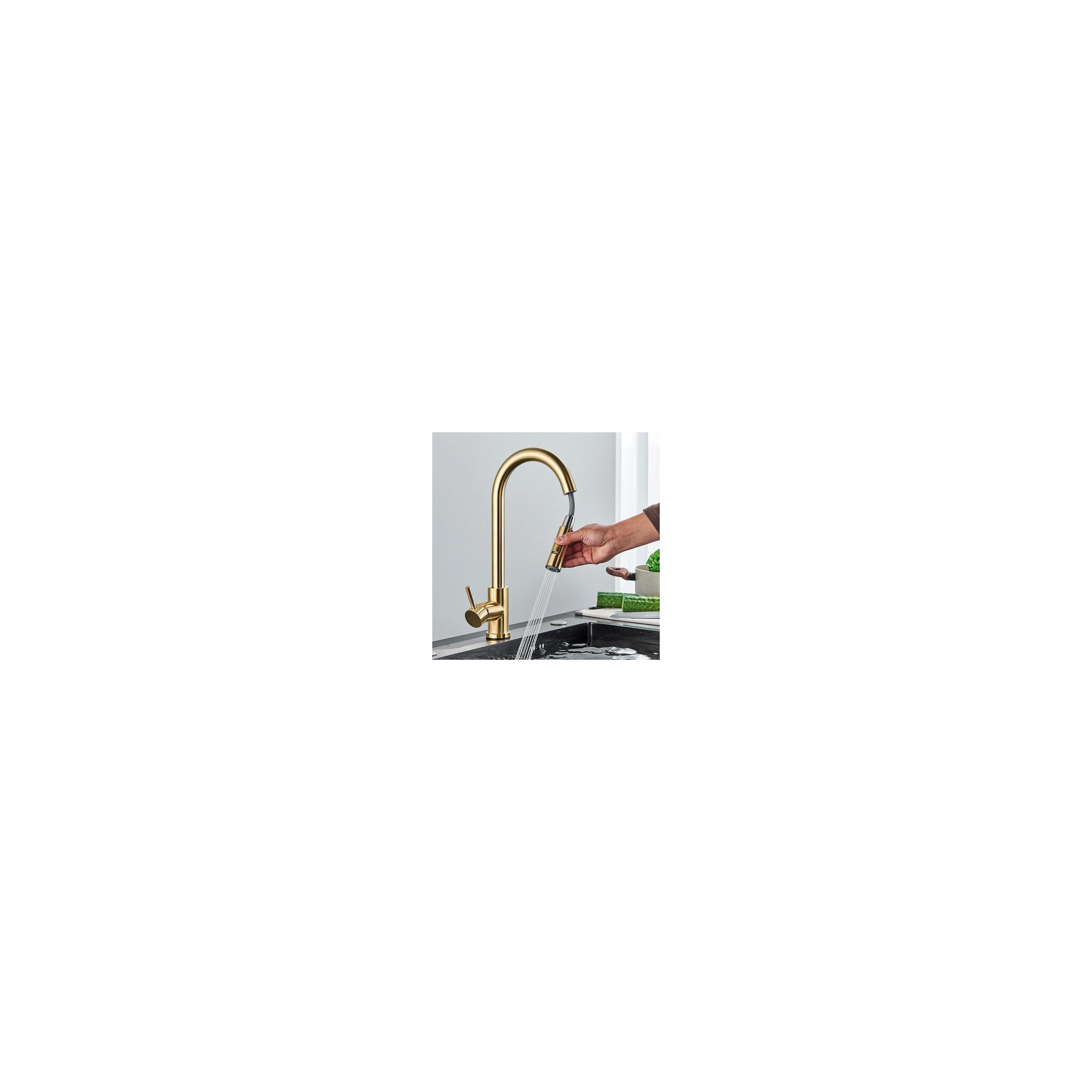 Air outlet with aerator for kitchen faucet REA Fresh Brush Gold