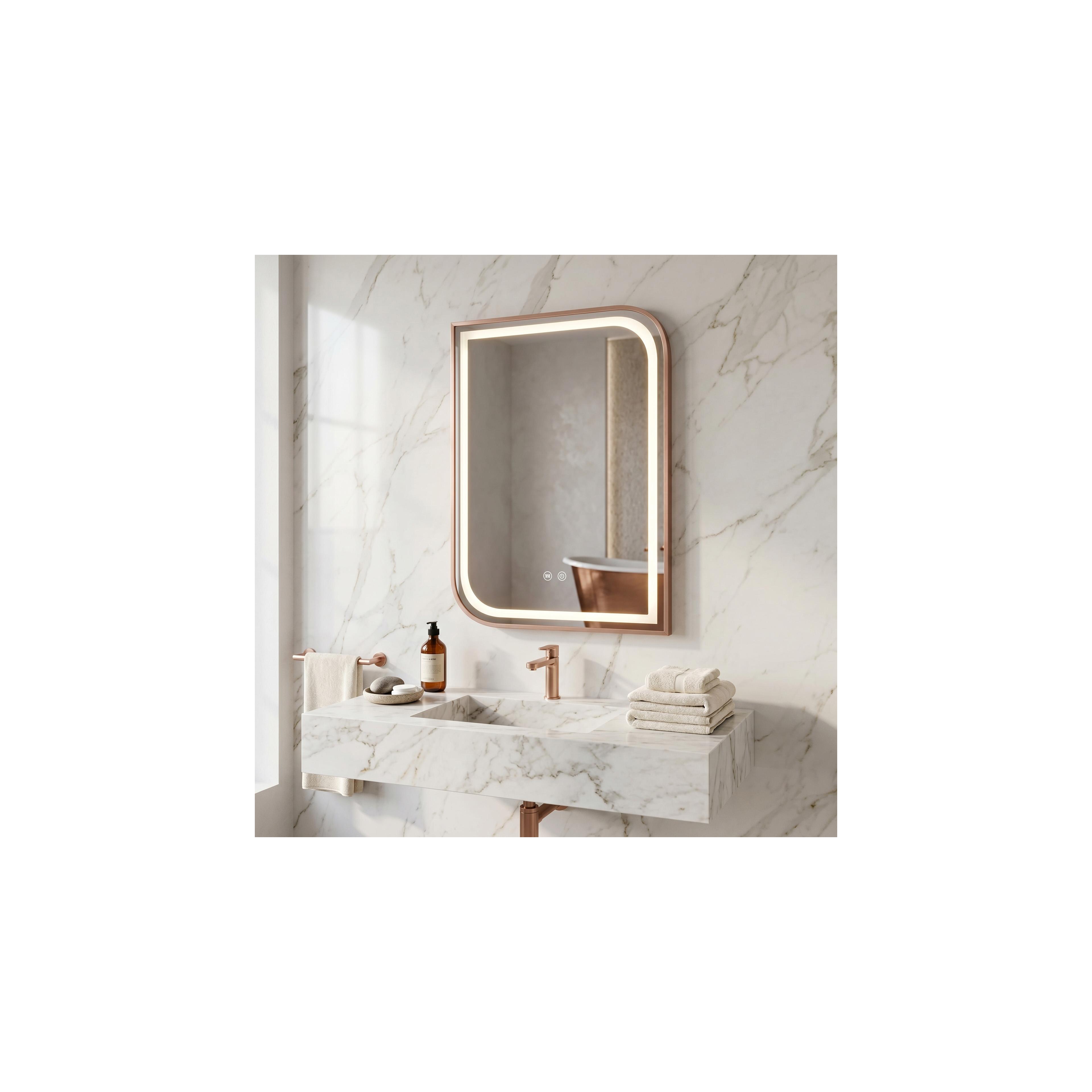 LED seinapeegel ZONE 80x60 BRUSH  ROSE GOLD