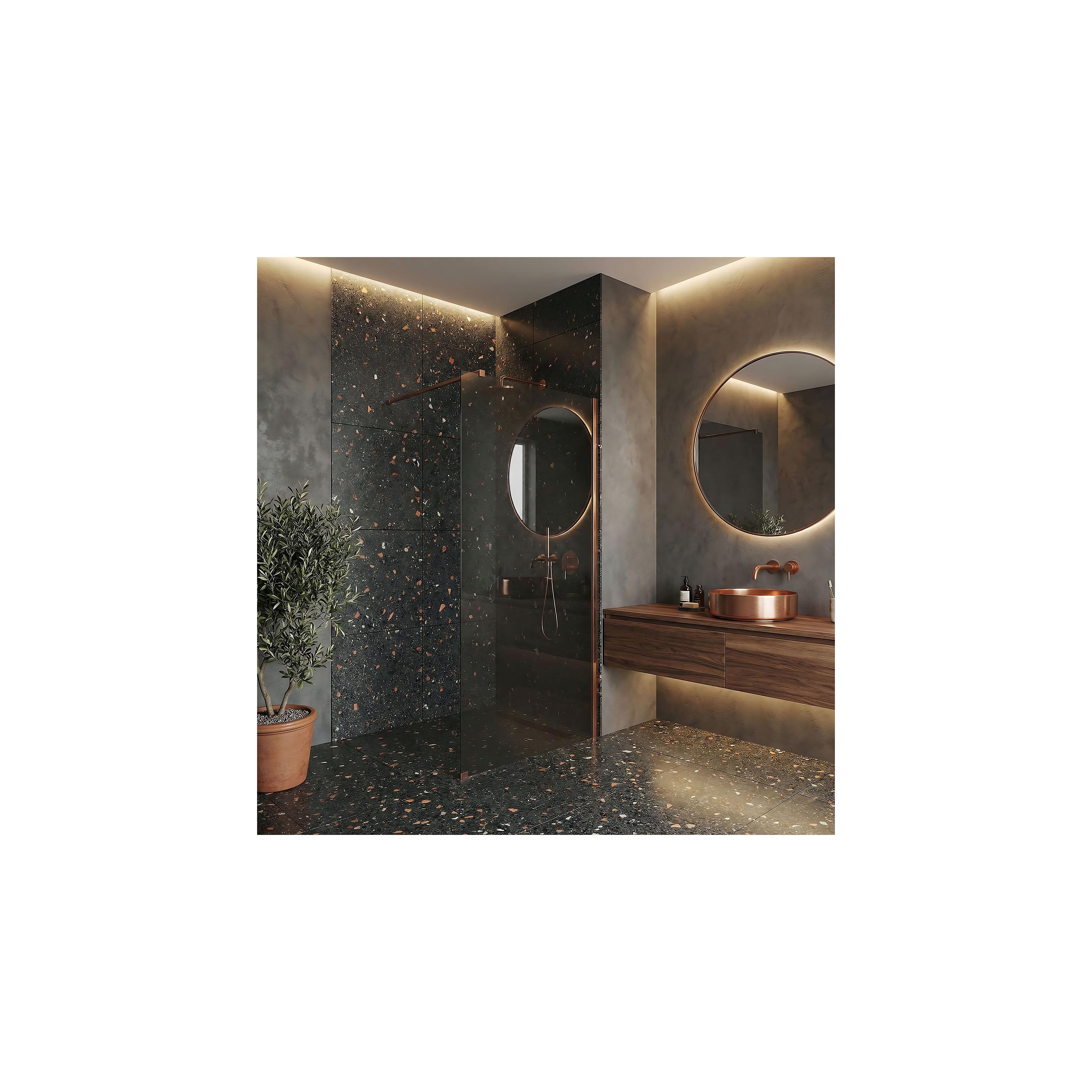 Duschwand Rea Flexi Grey / Brush Copper 100
