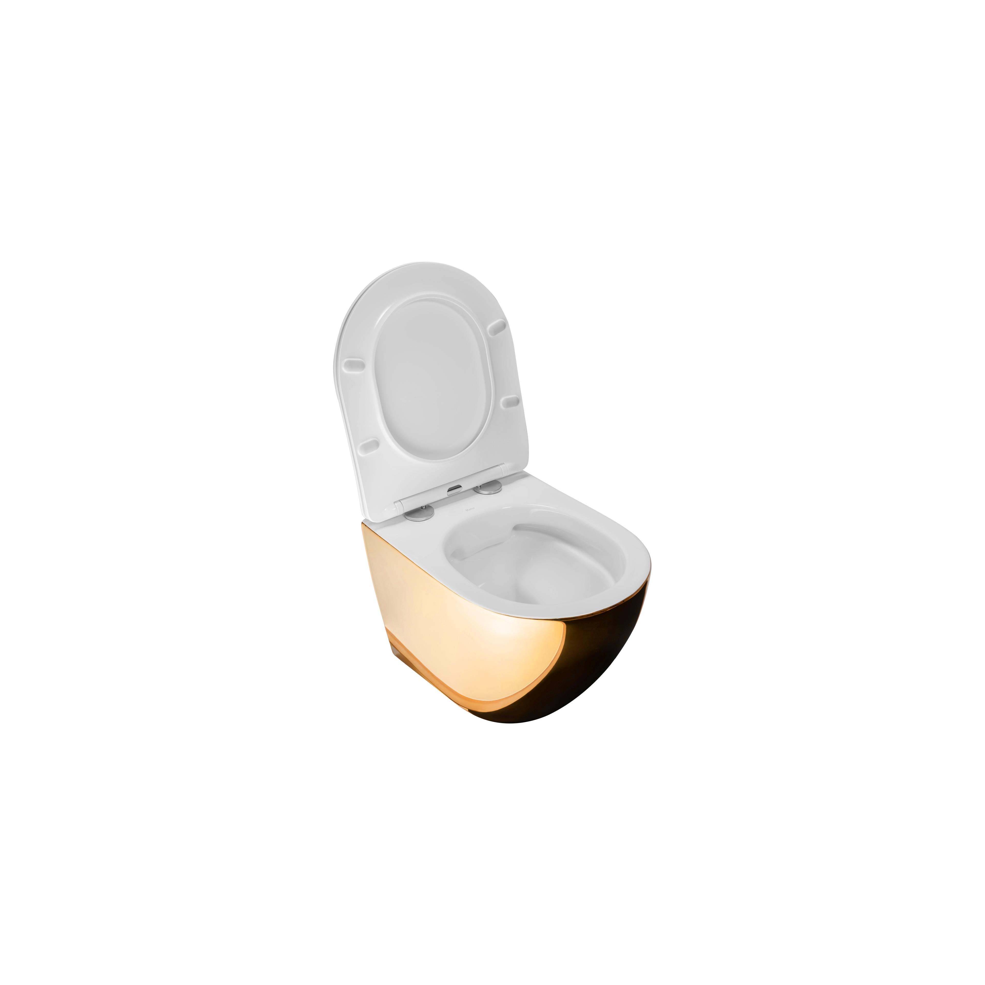 Függesztett WC-csésze rea Carlo Flat Mini Gold/White