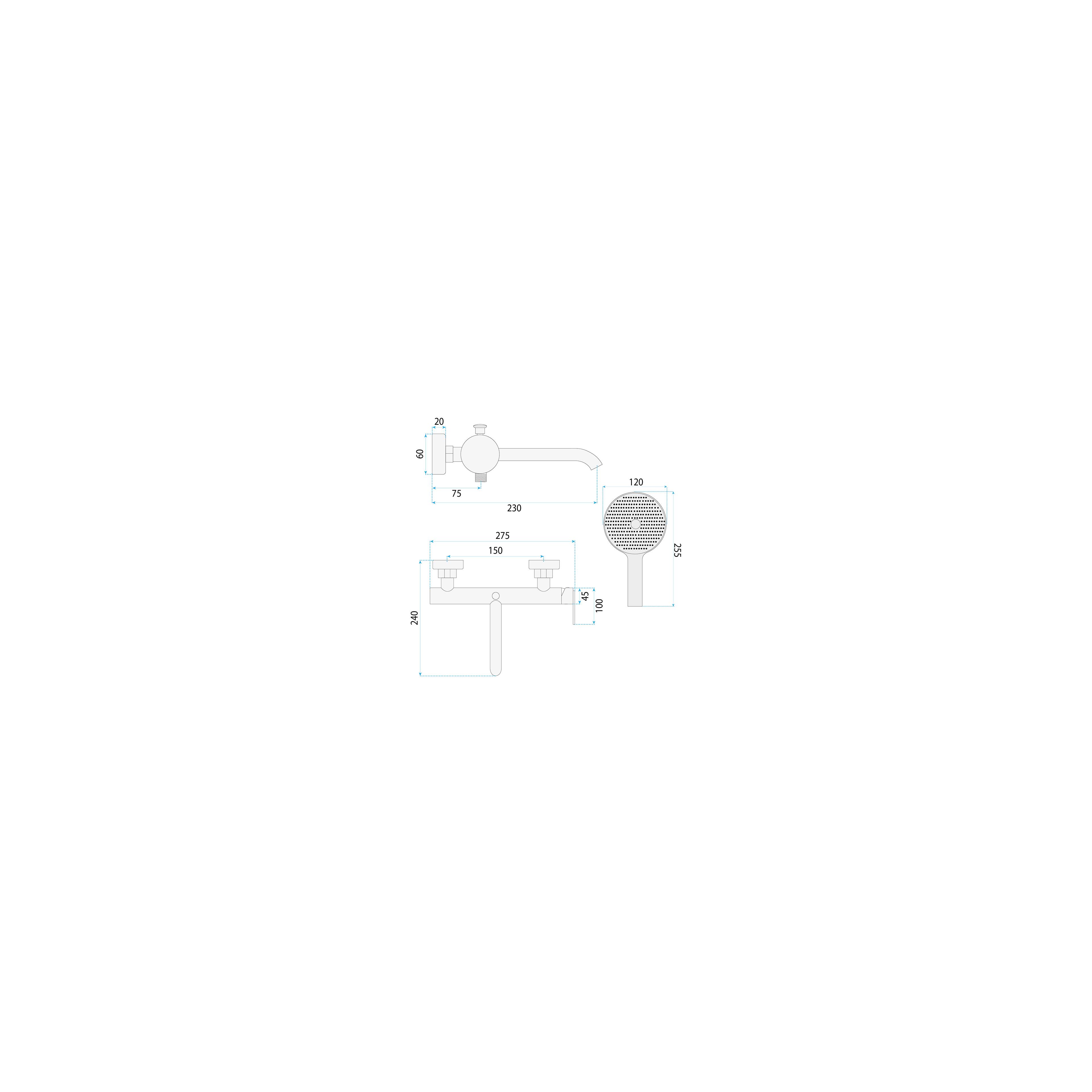 Badkarsblandare REA Ontario Side Borstad Nickel