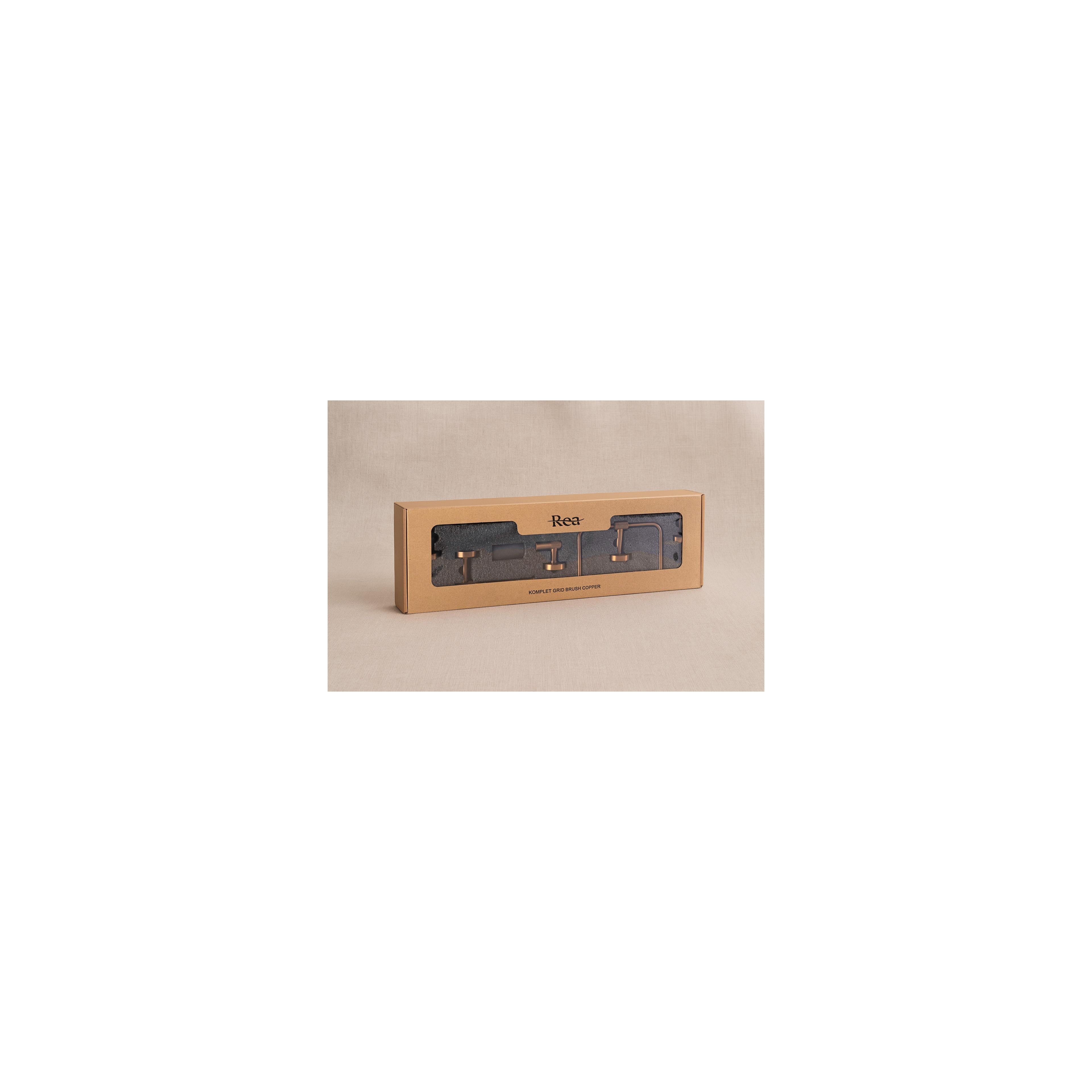 Badezimmer-Accessoire-Set GRID Brush Copper 4-teilig