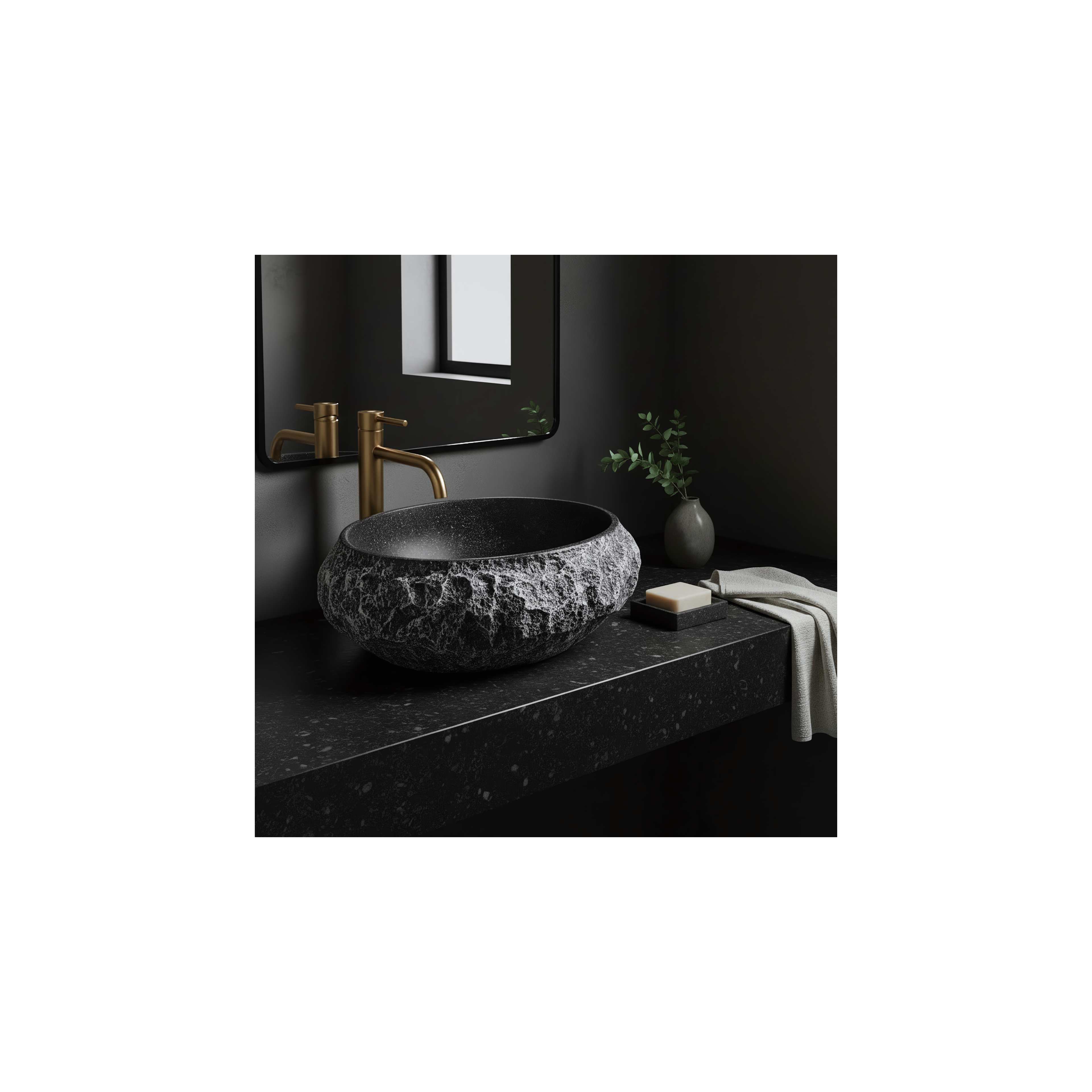 Aufsatzwaschbecken Rea Mika Gabro Black