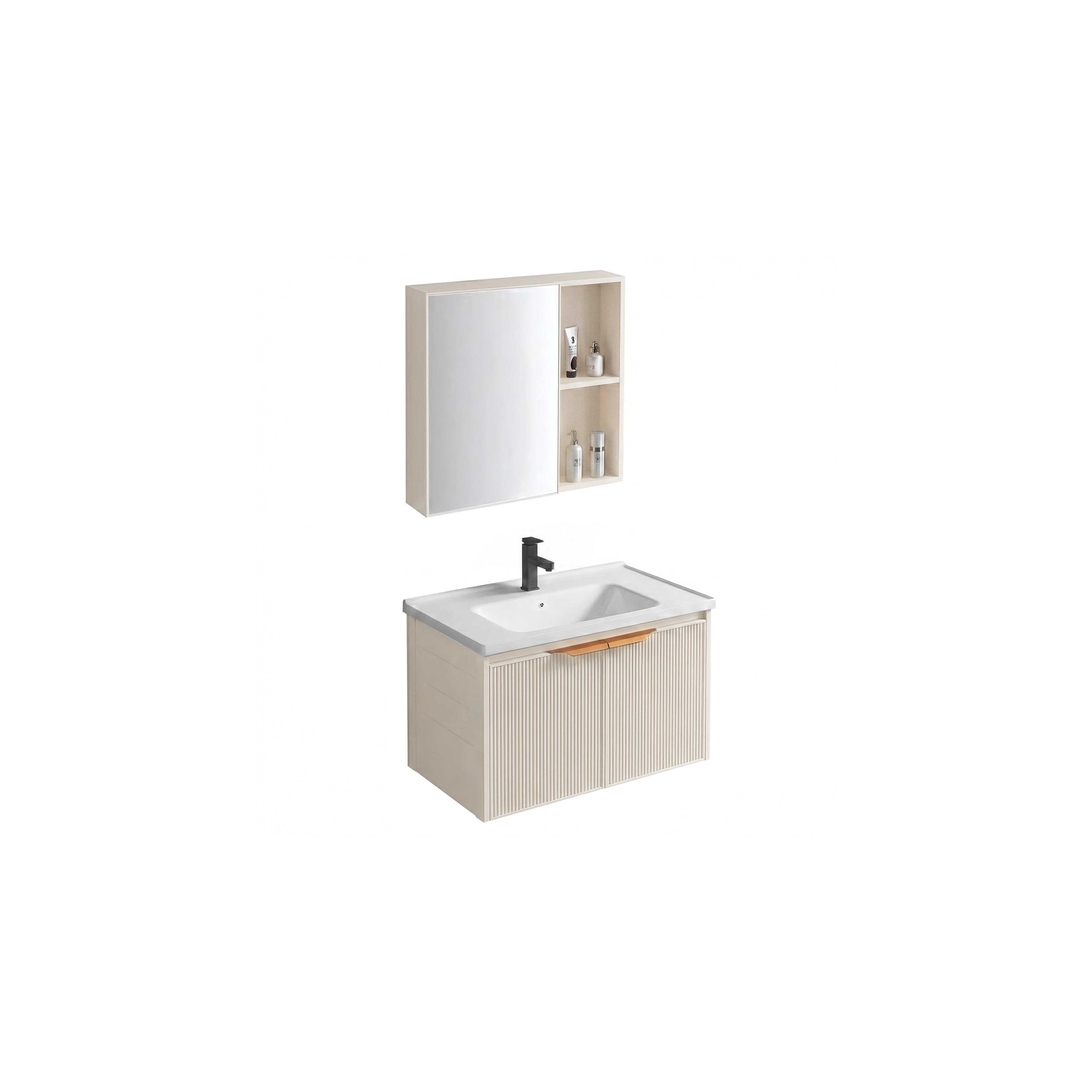 Badezimmermöbel-Set mit Waschbecken Mario 60cm Beige